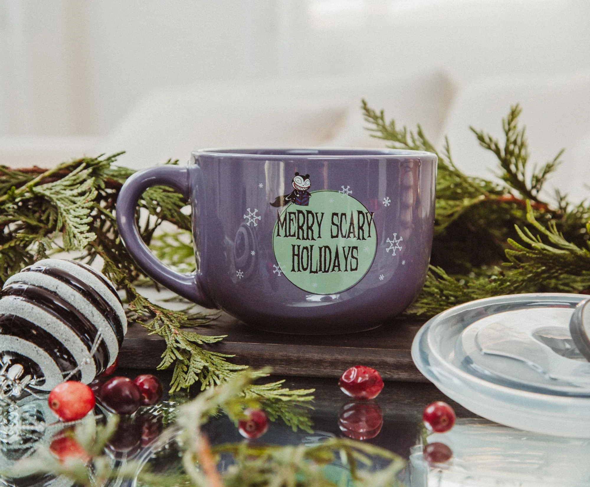 Disney The Nightmare Before Christmas "Merry Scary" Ceramic Soup Mug With Lid - Image 5