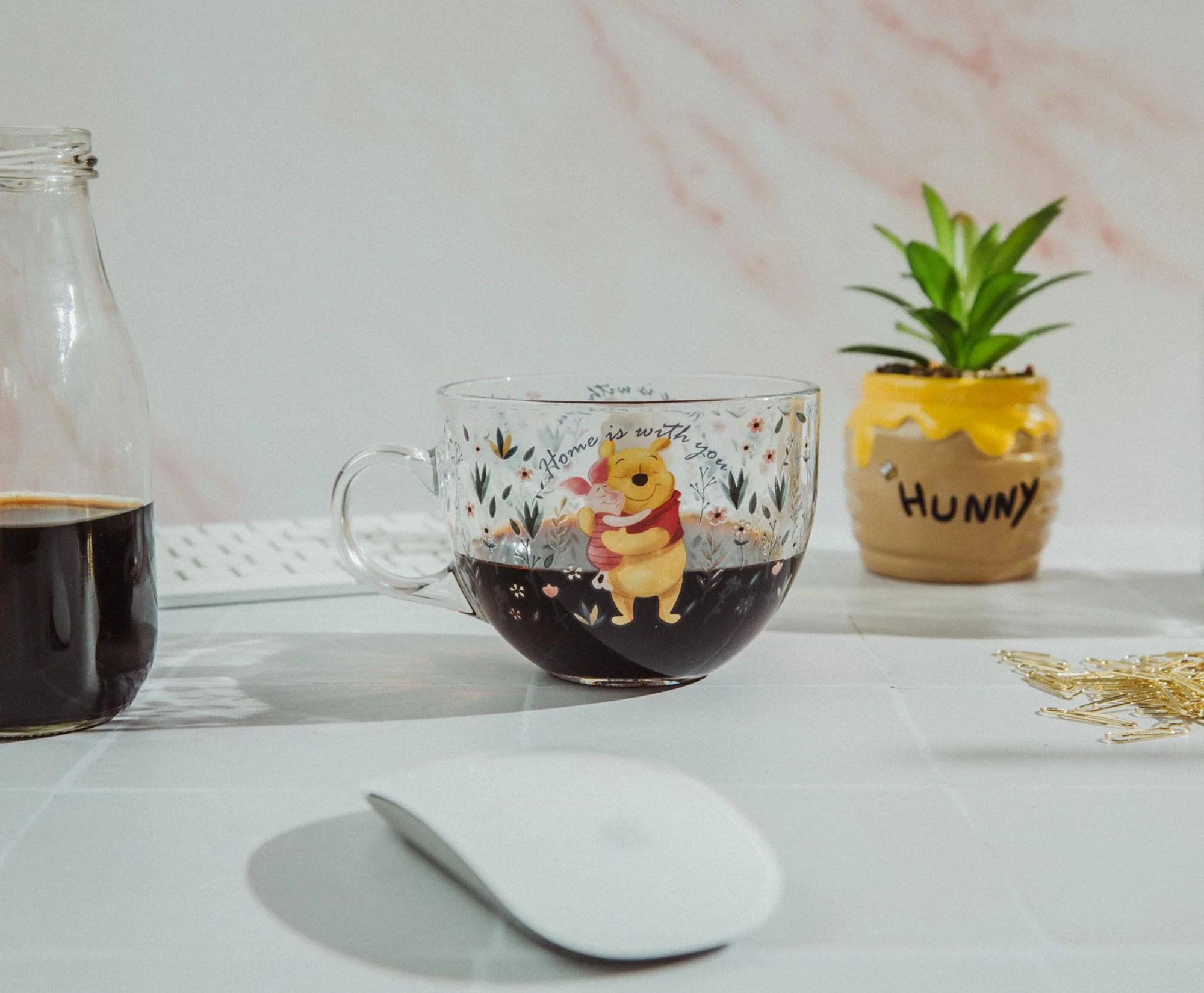 Disney Winnie the Pooh and Piglet Floral Glass Mug | Holds 16 Ounces - Image 8
