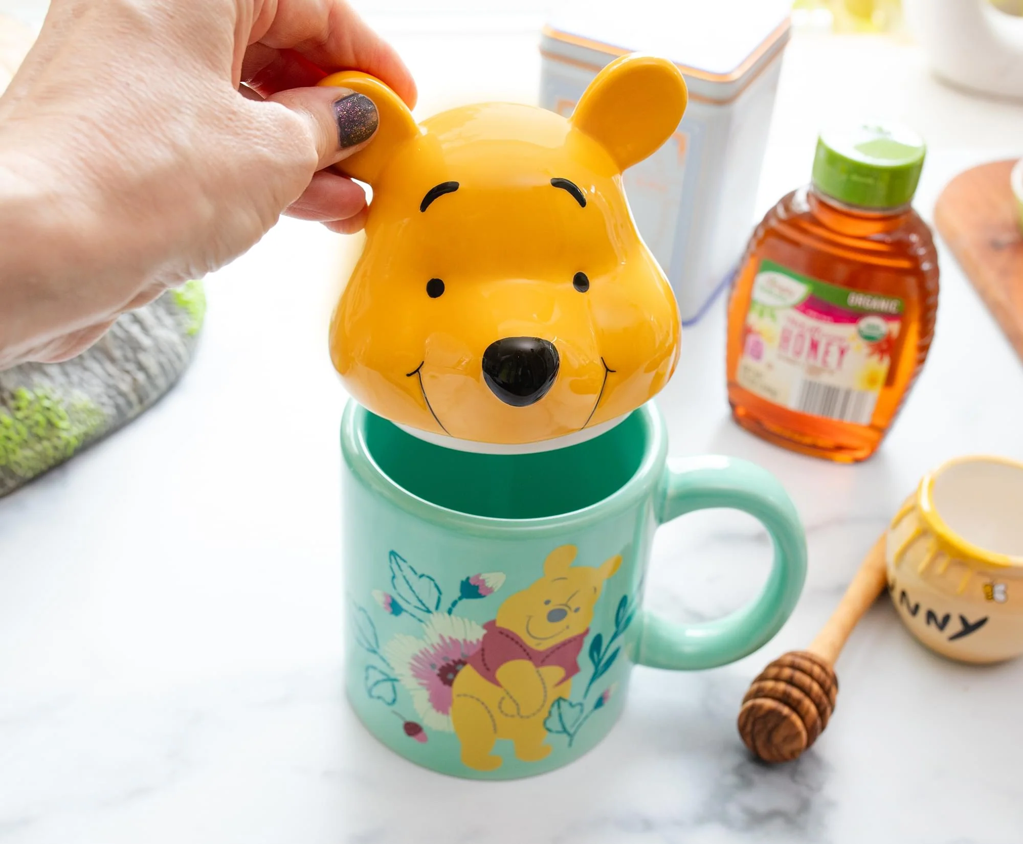 Disney Winnie the Pooh Ceramic Mug With Sculpted Topper | Holds 18 Ounces - Image 6