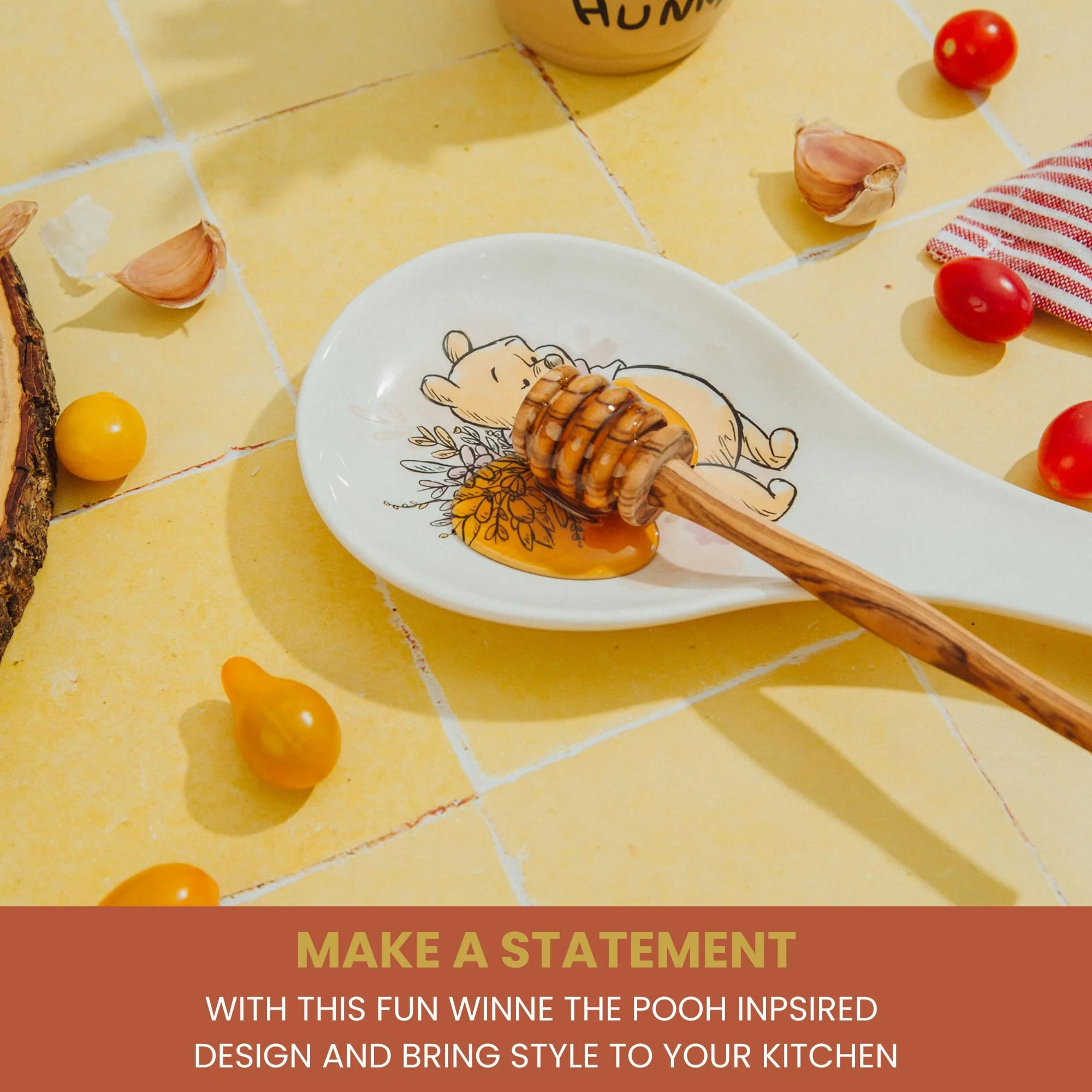 Disney Winnie the Pooh Floral Ceramic Spoon Rest Holder - Image 6