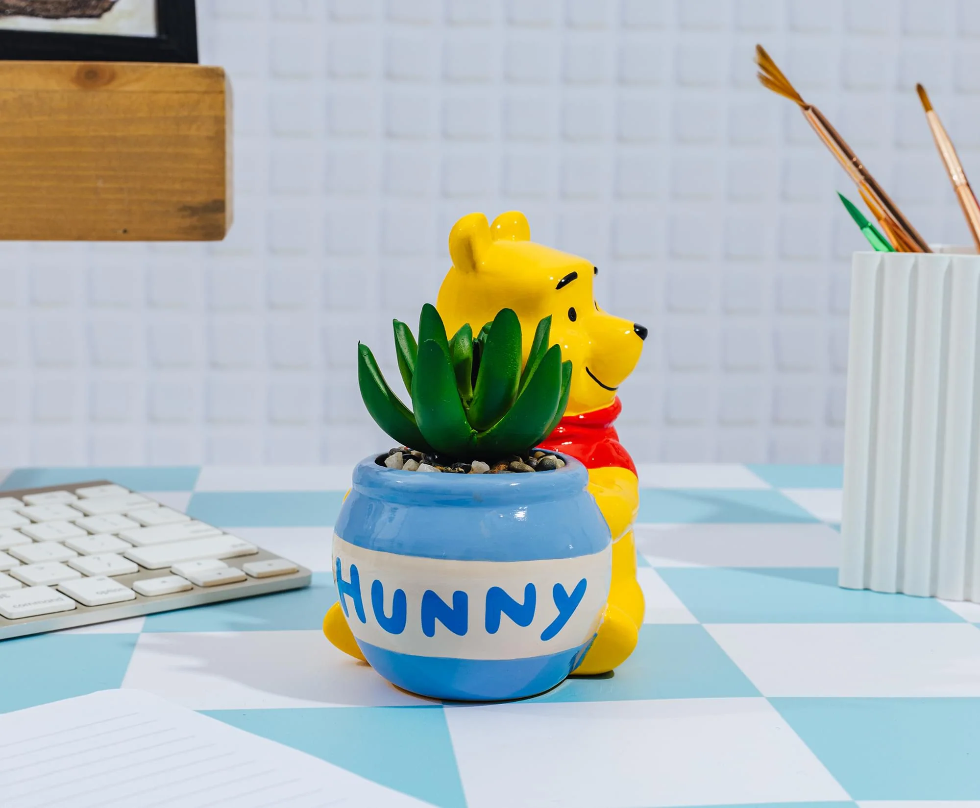 Disney Winnie the Pooh Hunny Pot Ceramic Mini Planter With Artificial Succulent - Image 9