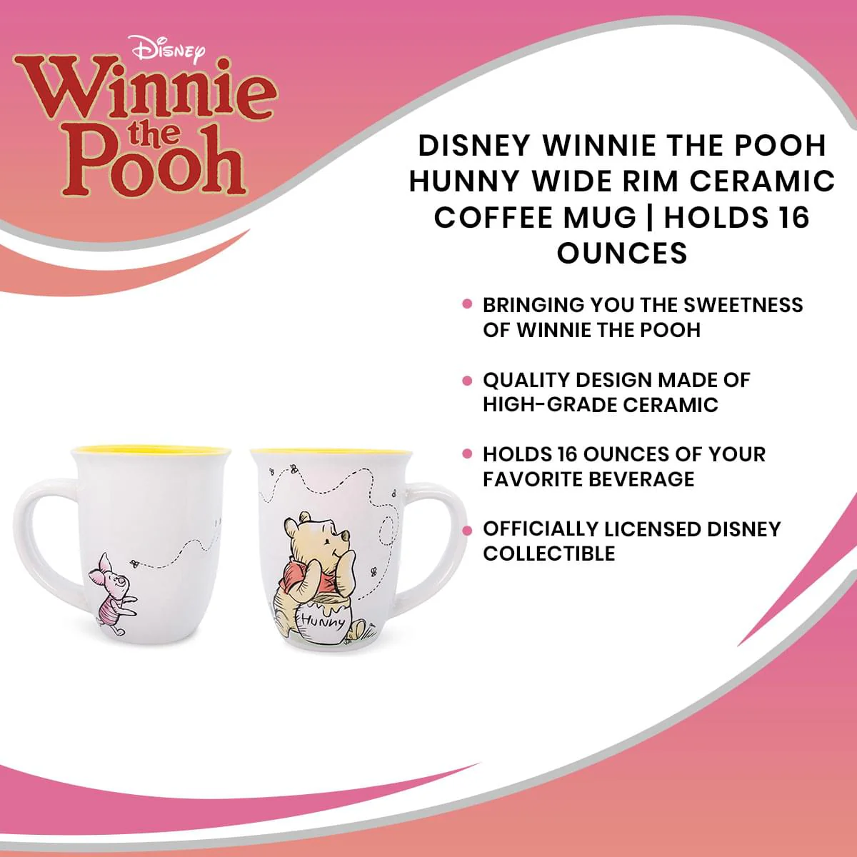 Disney Winnie the Pooh Hunny Wide Rim Ceramic Coffee Mug | Holds 16 Ounces - Image 7