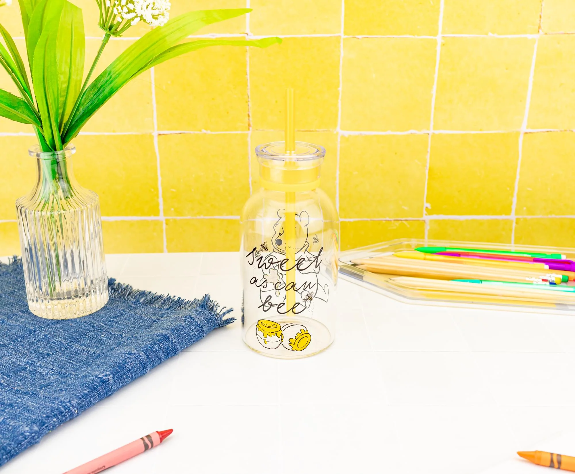 Disney Winnie The Pooh "Sweet As Can Bee" Glass Milk Bottle | Holds 15 Ounces - Image 6