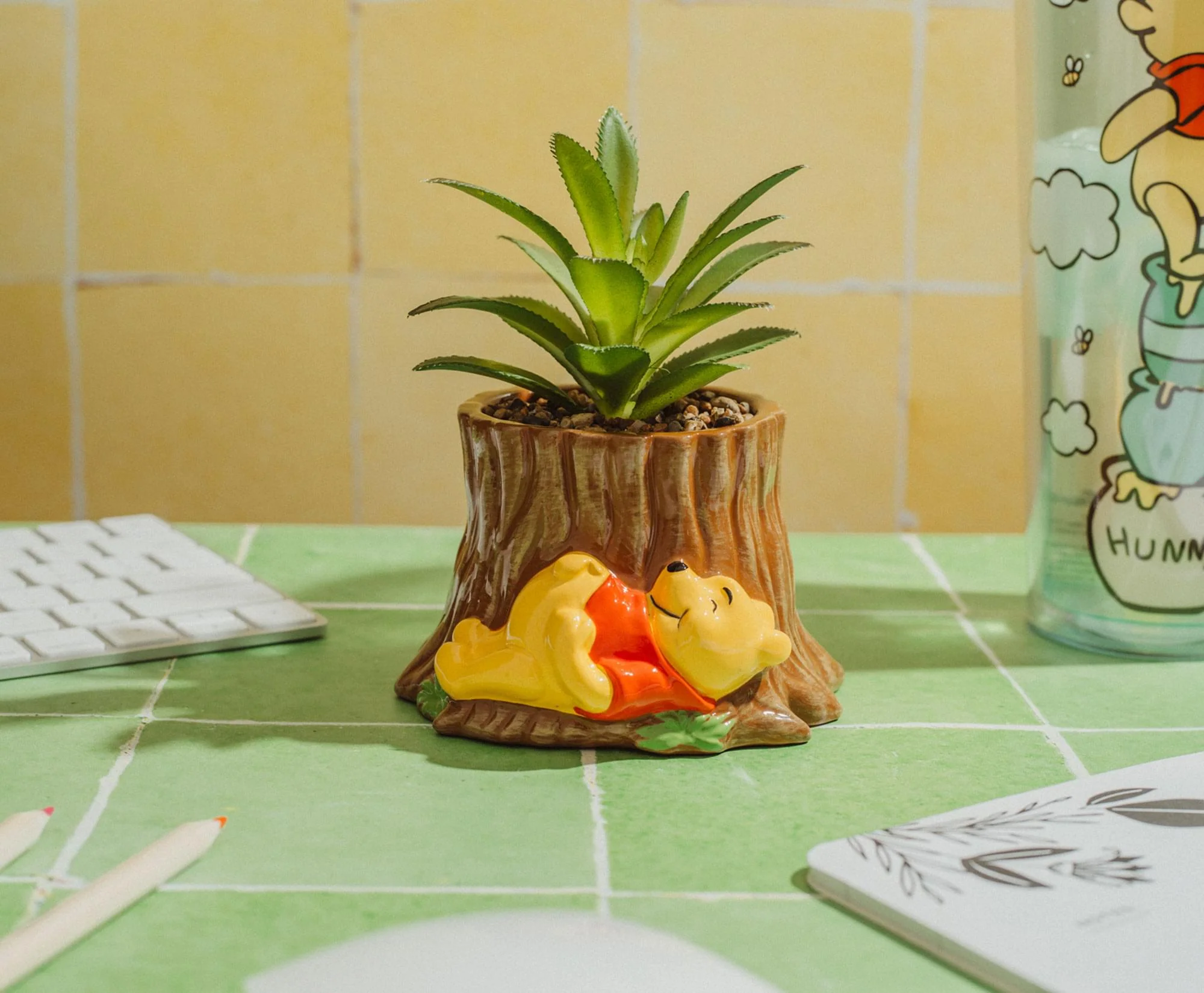 Disney Winnie the Pooh Tree Stump 5-Inch Planter With Artificial Succulent - Image 6