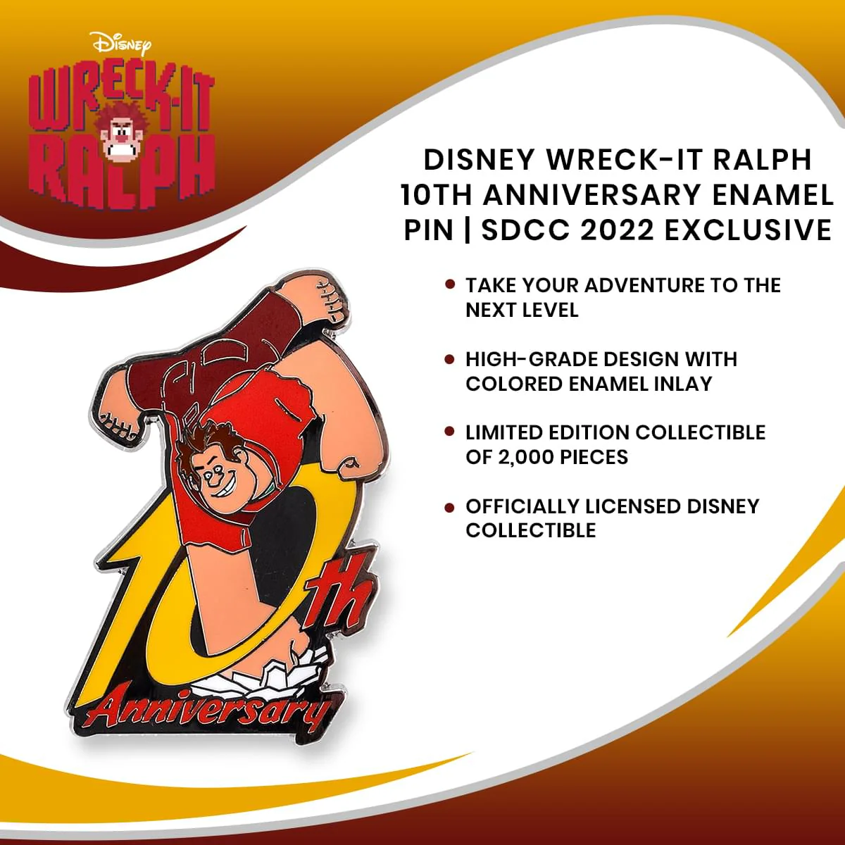 Disney Wreck-It Ralph 10th Anniversary Enamel Pin | SDCC 2022 Exclusive - Image 7