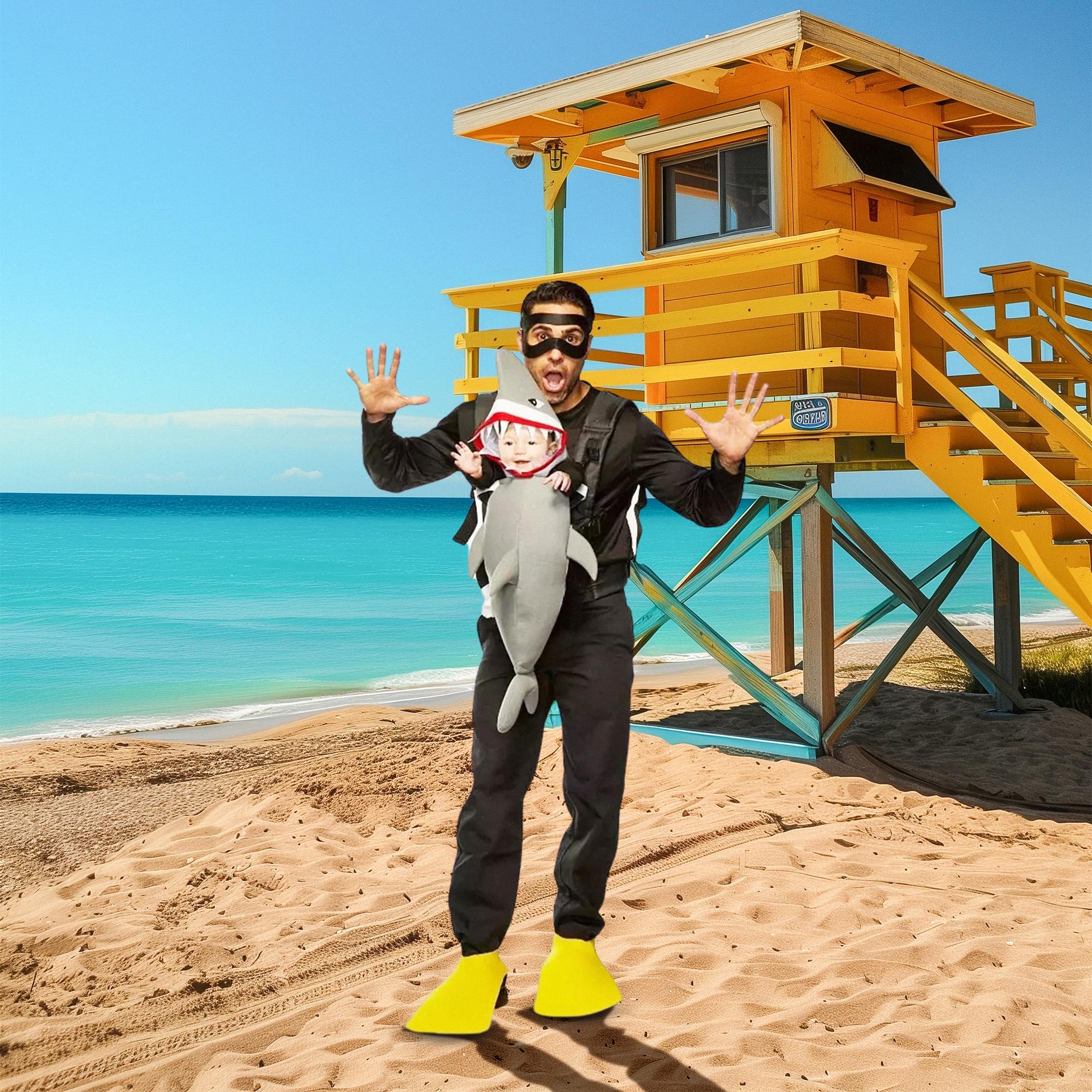 Diver & Shark Adult & Infant Carrier Costume | One Size - Image 3