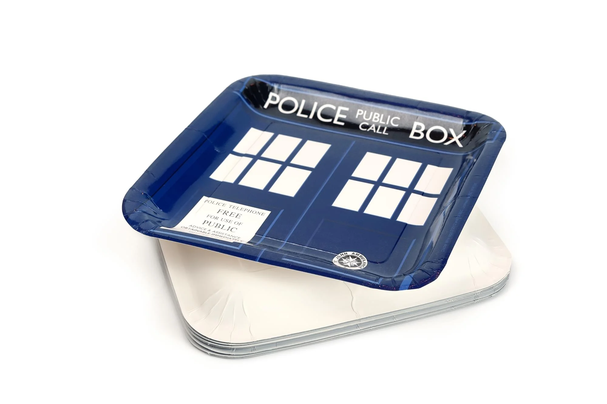 Doctor Who 9" TARDIS Square Paper Plates, Set of 8 - Image 4