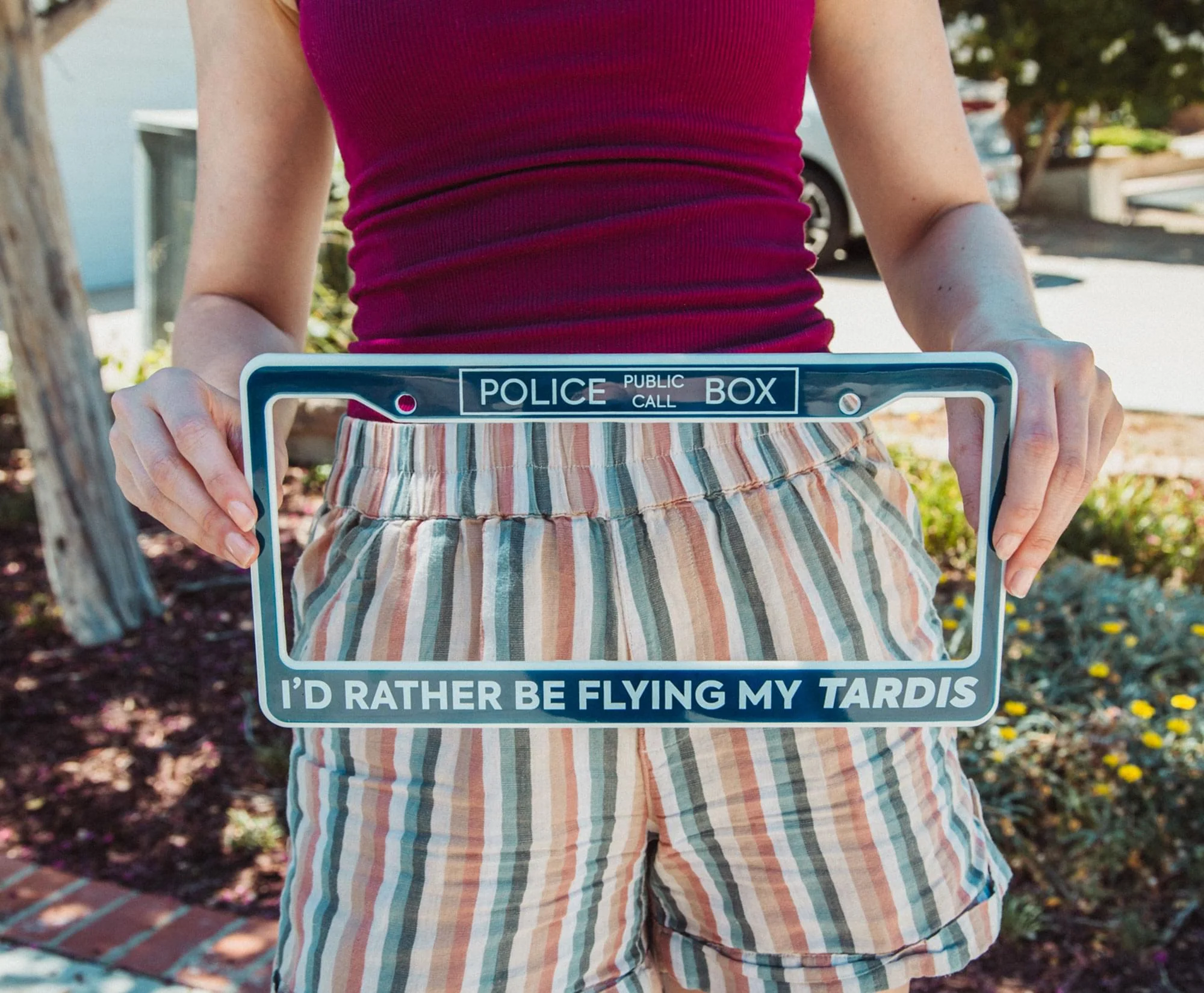 Doctor Who "I'd Rather Be Flying My TARDIS" Plastic License Plate Frame - Image 4