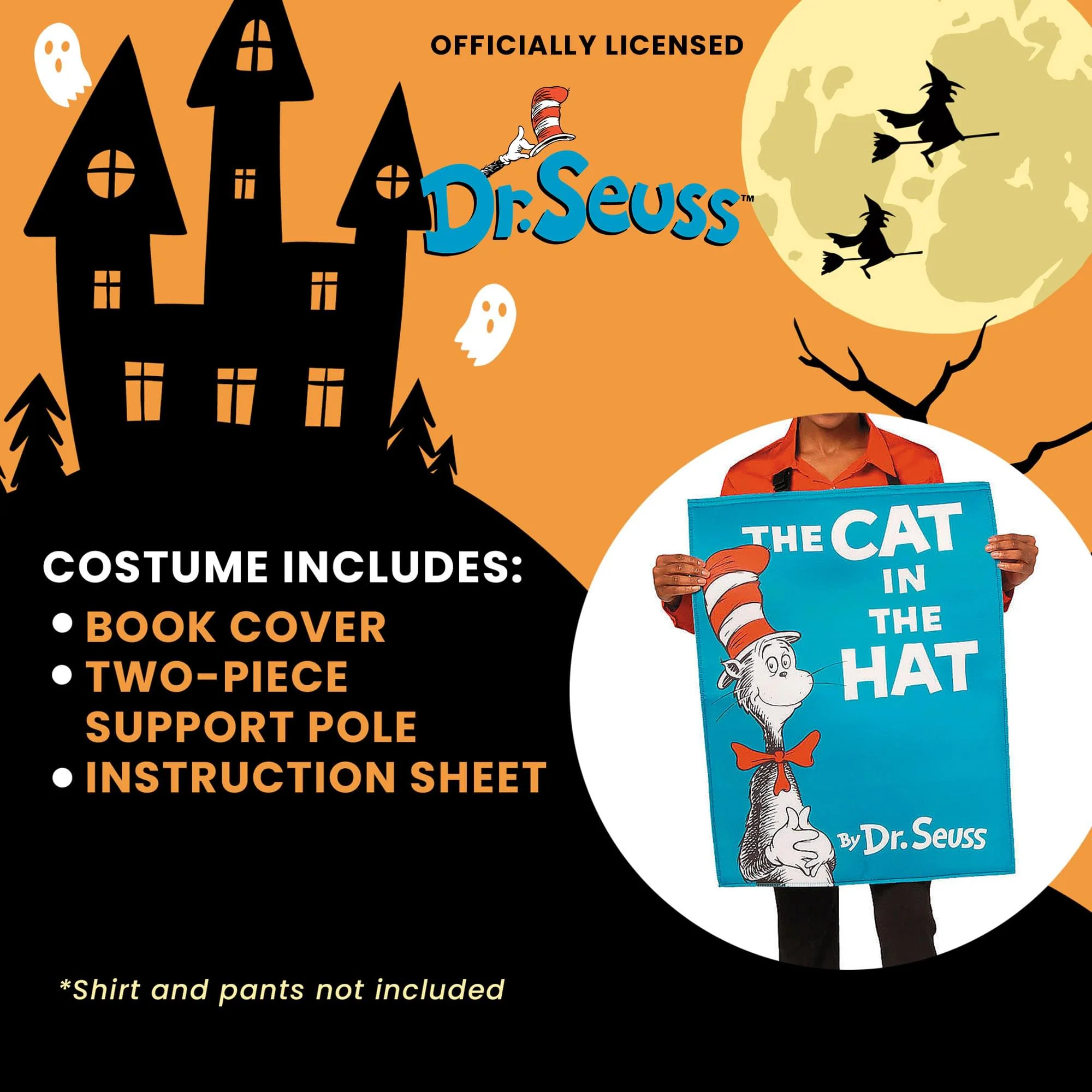 Dr Seuss Cat In The Hat Book Quik Change™ Adult Costume | One Size - Image 6