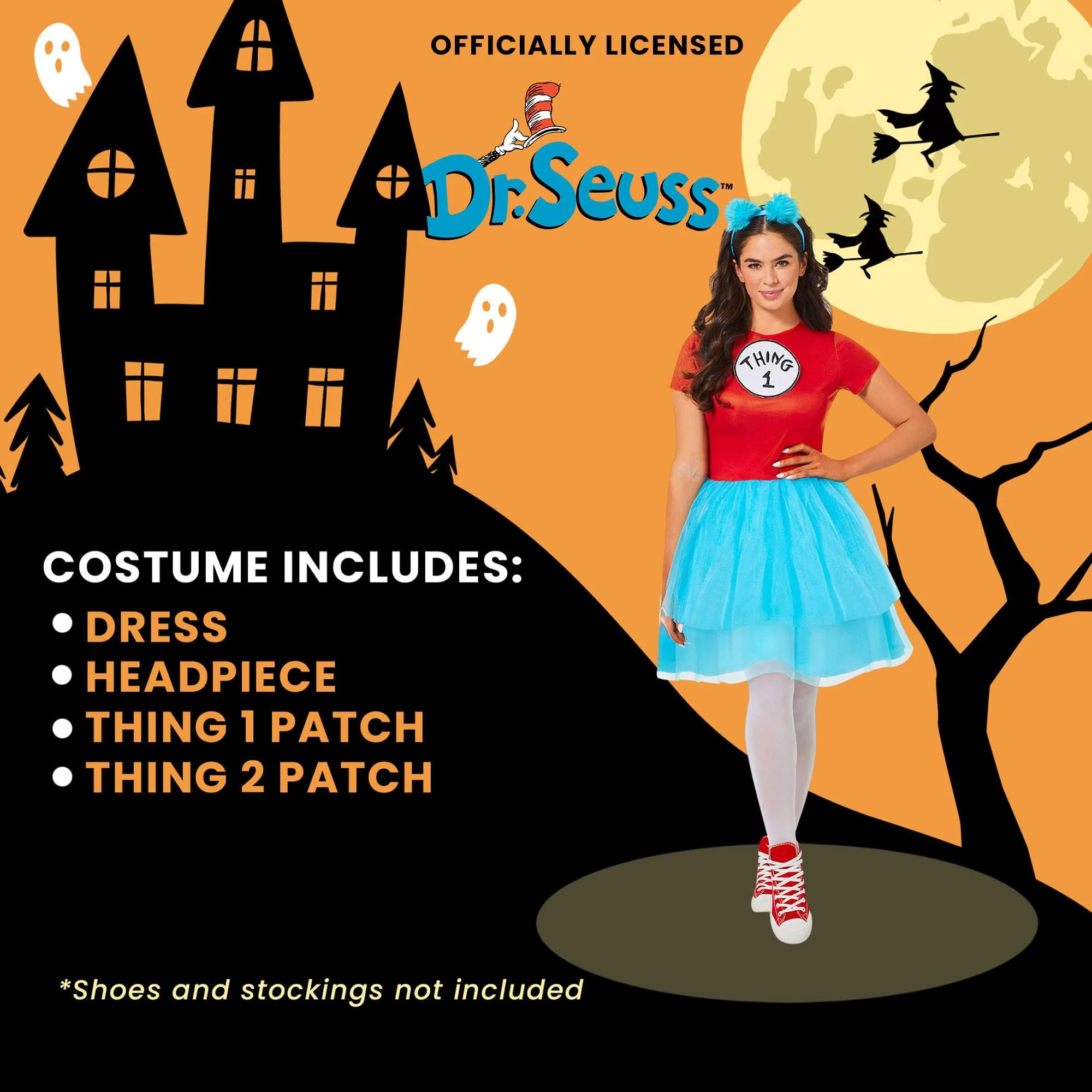 Dr Seuss Cat In The Hat Thing Dress Adult Costume - Image 5
