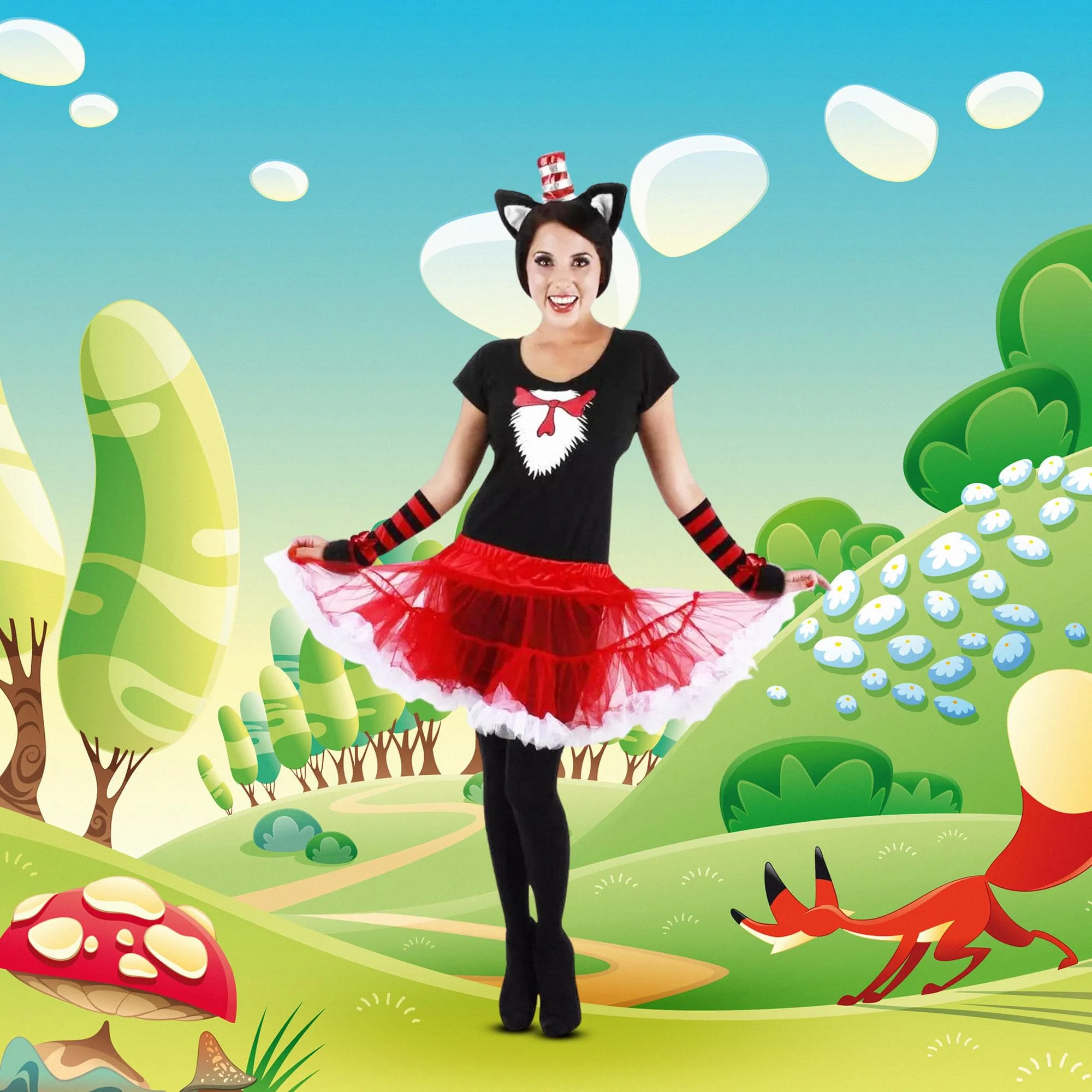 Dr. Seuss Cat In The Hat Tutu Dress Costume Adult - Image 8