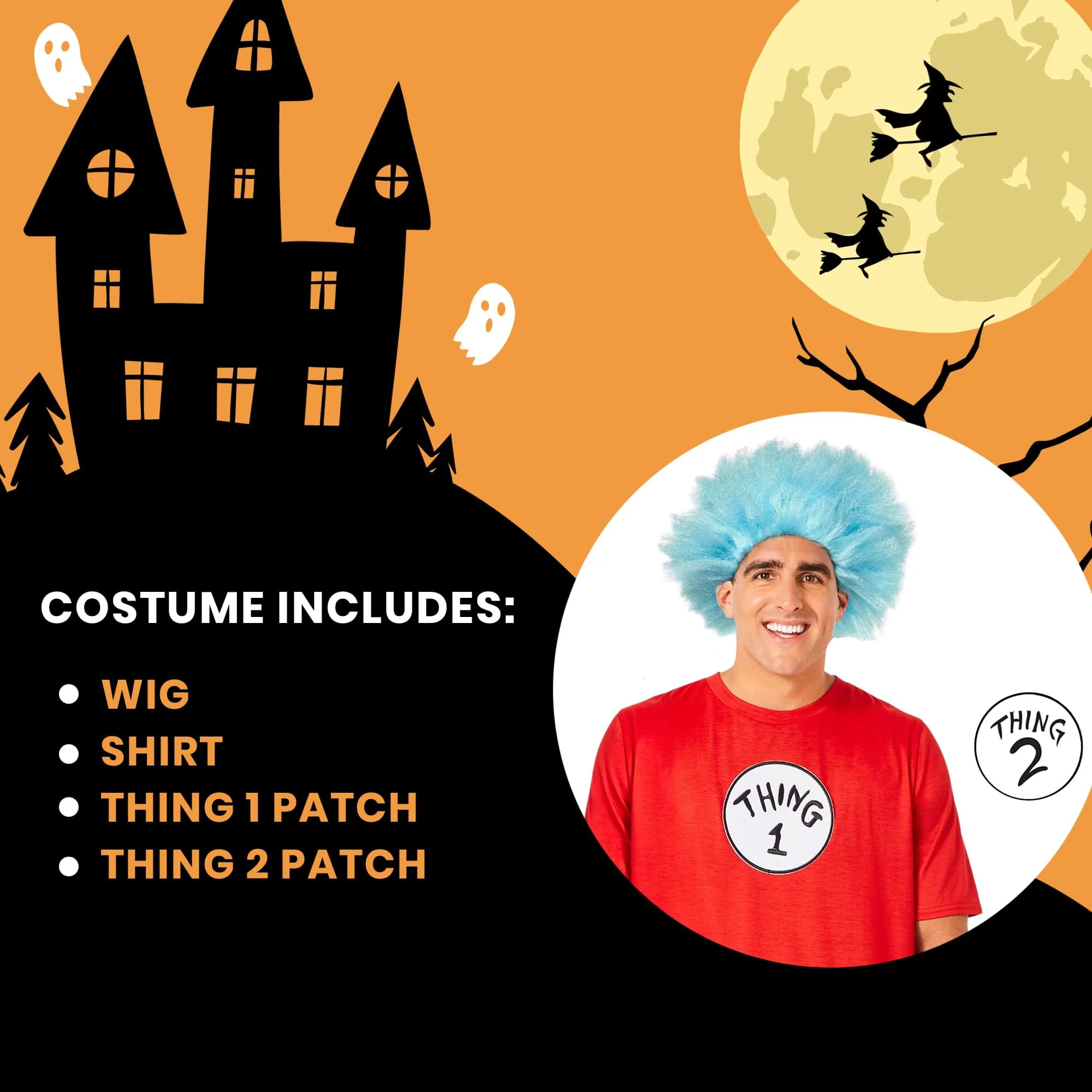 Dr. Seuss Thing 1/2 Hat & Tie Child Costume Kit - Image 14