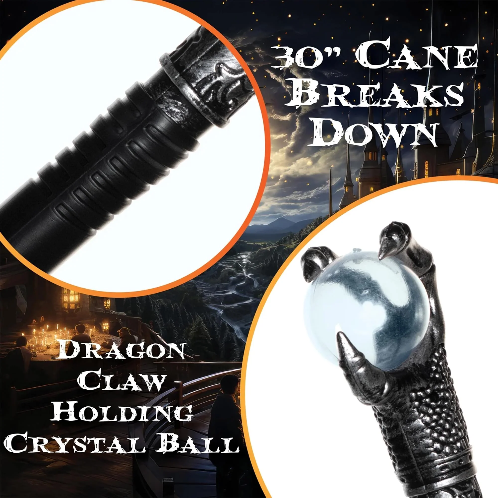 Dragon Crystal Ball Claw Plastic Cane Adult Costume Accessory - Image 3