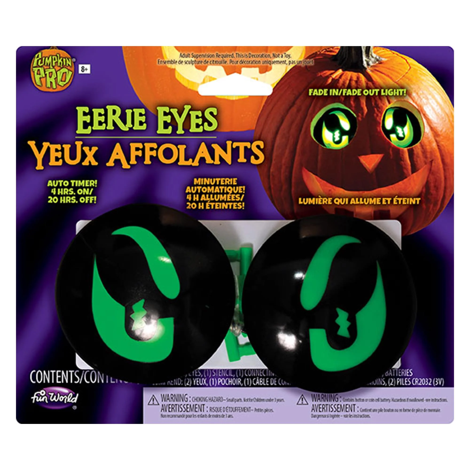 Eerie Light-Up Pumpkin Eyes Halloween Decoration | Green - Image 2