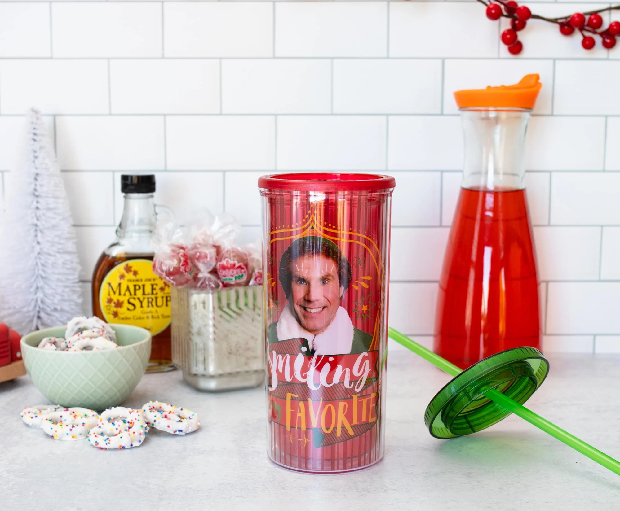 Elf "Smiling's My Favorite" Carnival Cup With Lid and Straw | Holds 20 Ounces - Image 5