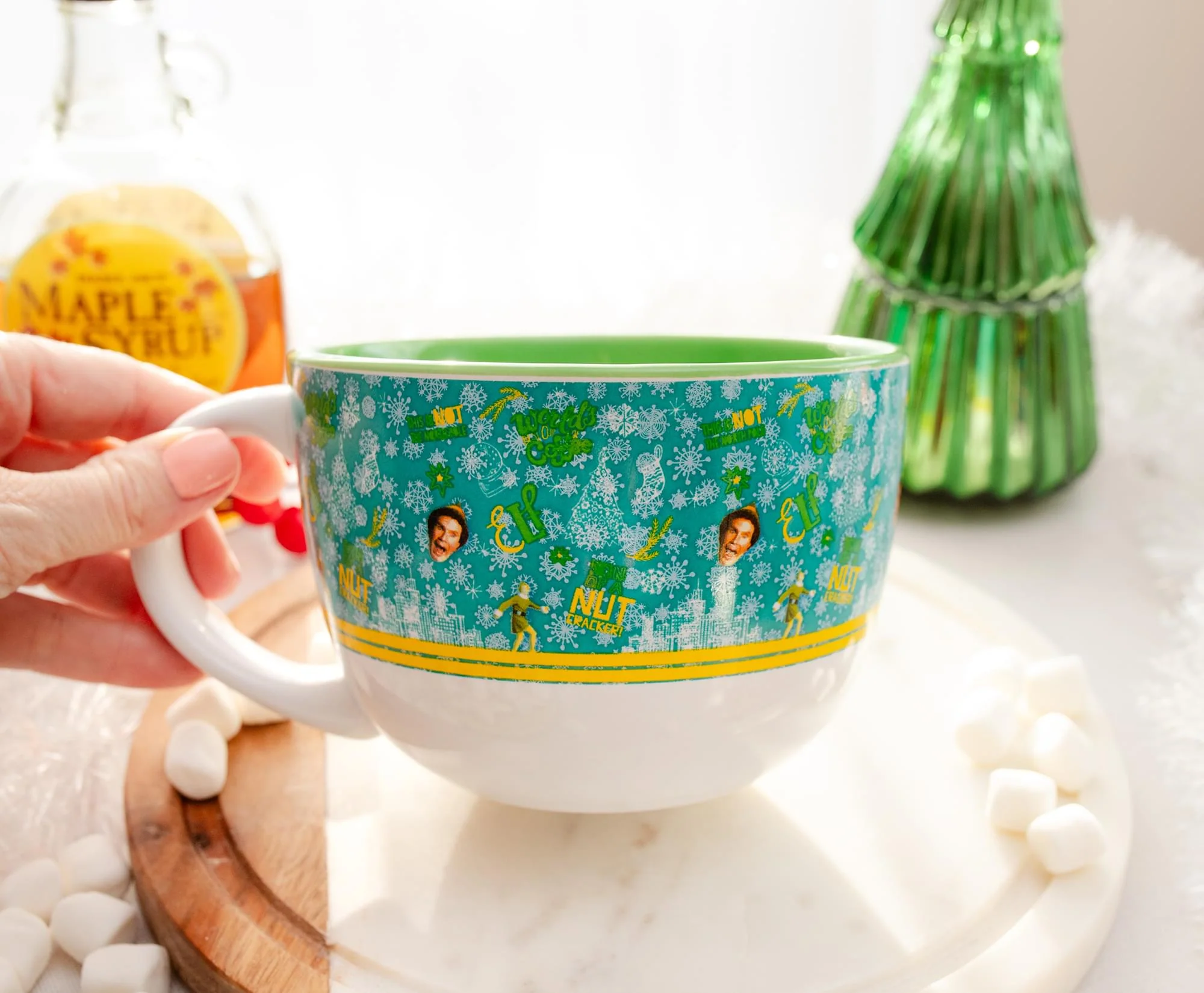 Elf Tossed Pattern Ceramic Soup Mug | Holds 20 Ounces - Image 6
