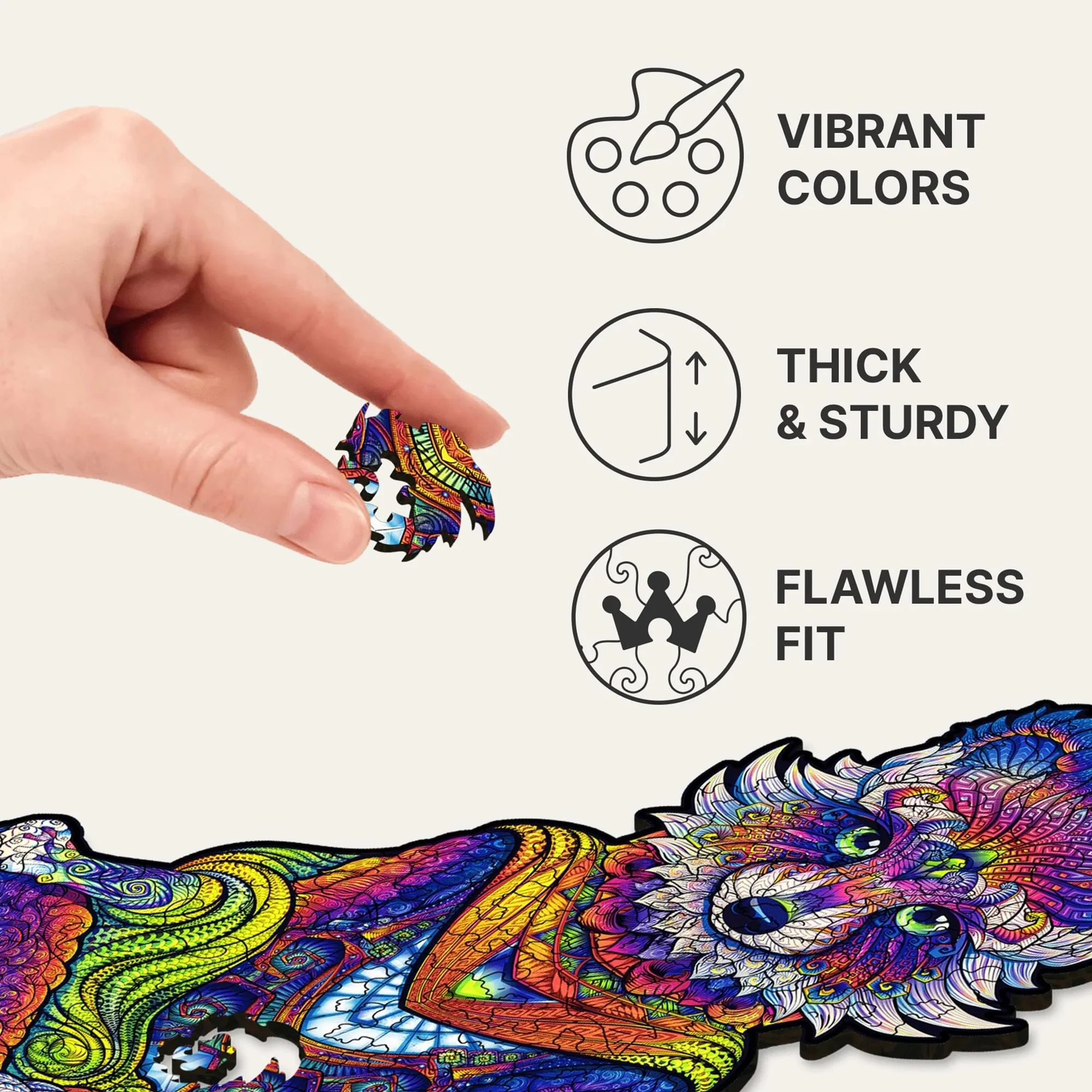 Emanating Raccoon 196 Piece Shaped Wooden Jigsaw Puzzle - Image 3