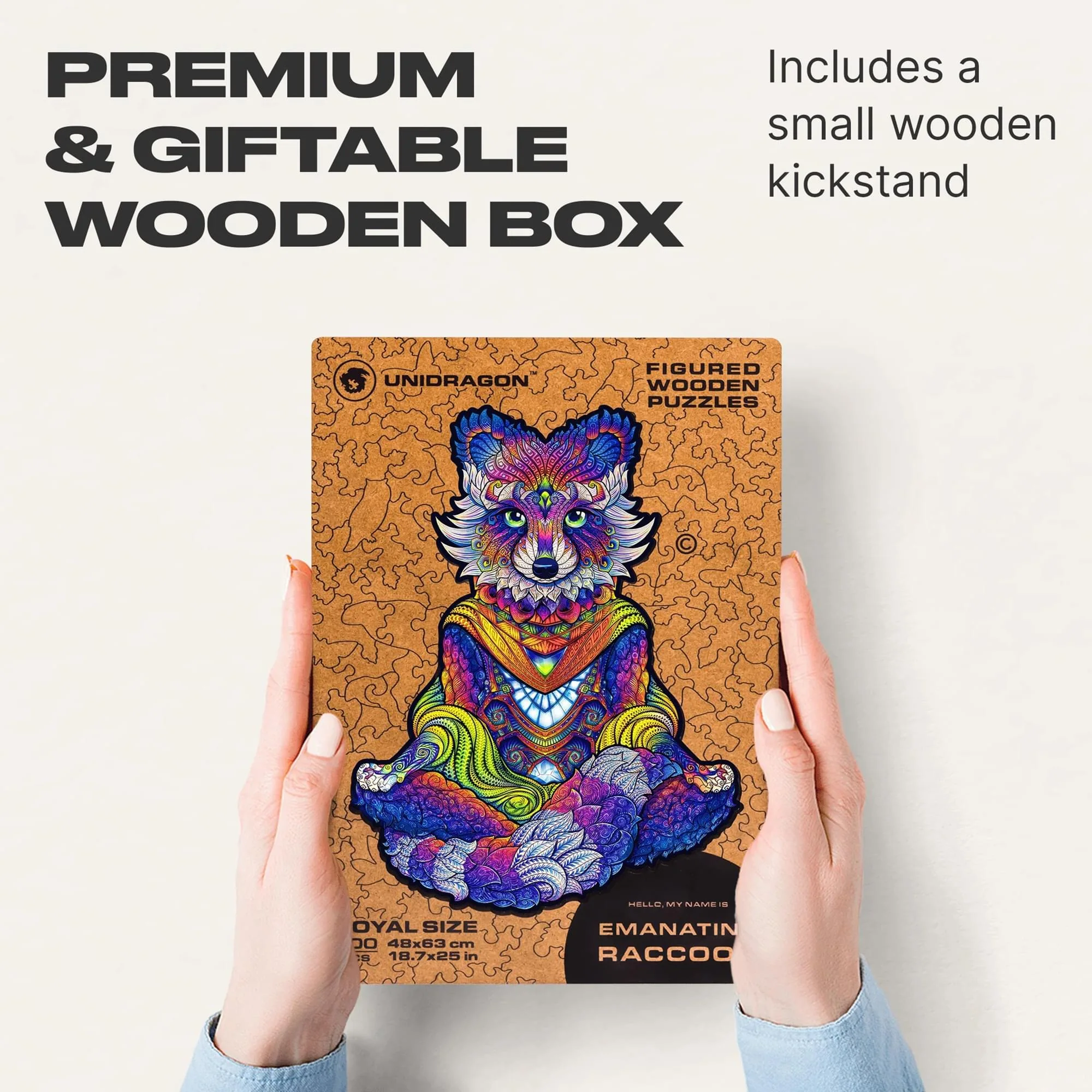 Emanating Raccoon 196 Piece Shaped Wooden Jigsaw Puzzle - Image 5
