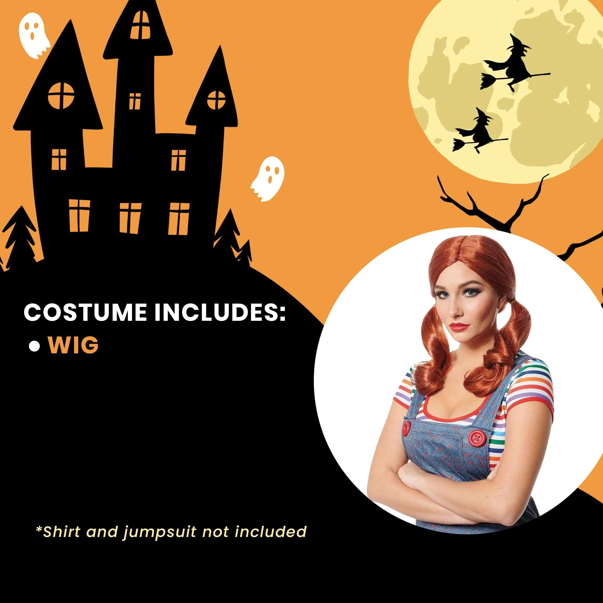 Evil Doll Adult Costume Wig | Red - Image 4