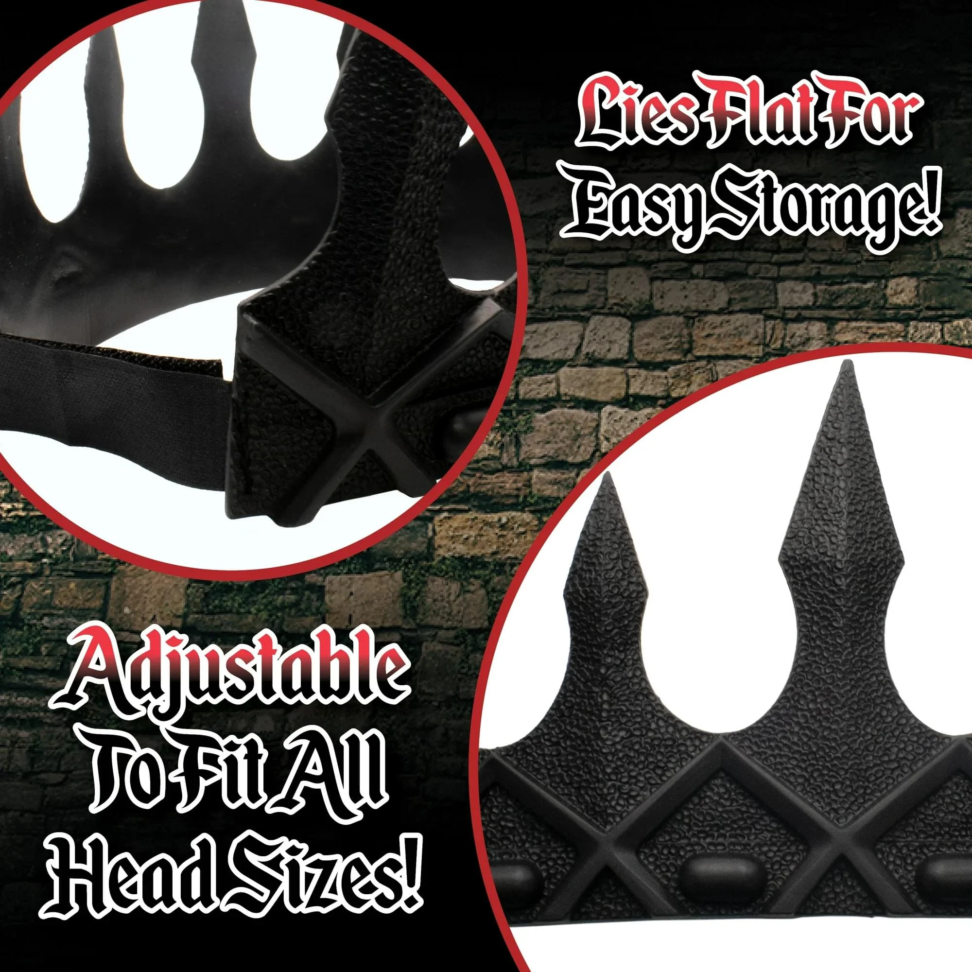 Evil King's Black Adjustable Foam Crown Adult Costume Accessory - Image 4