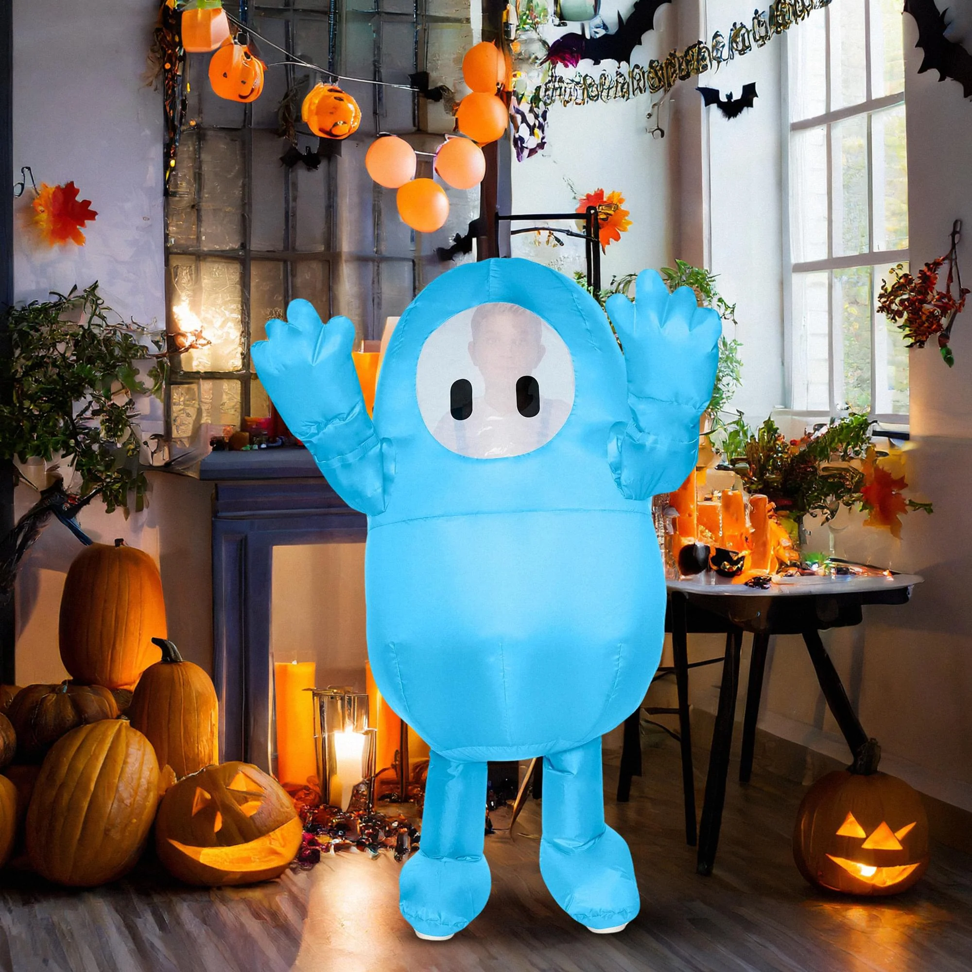 Fall Guys Blue Inflatable Child Costume | One Size Fits Up To 14 - Image 2
