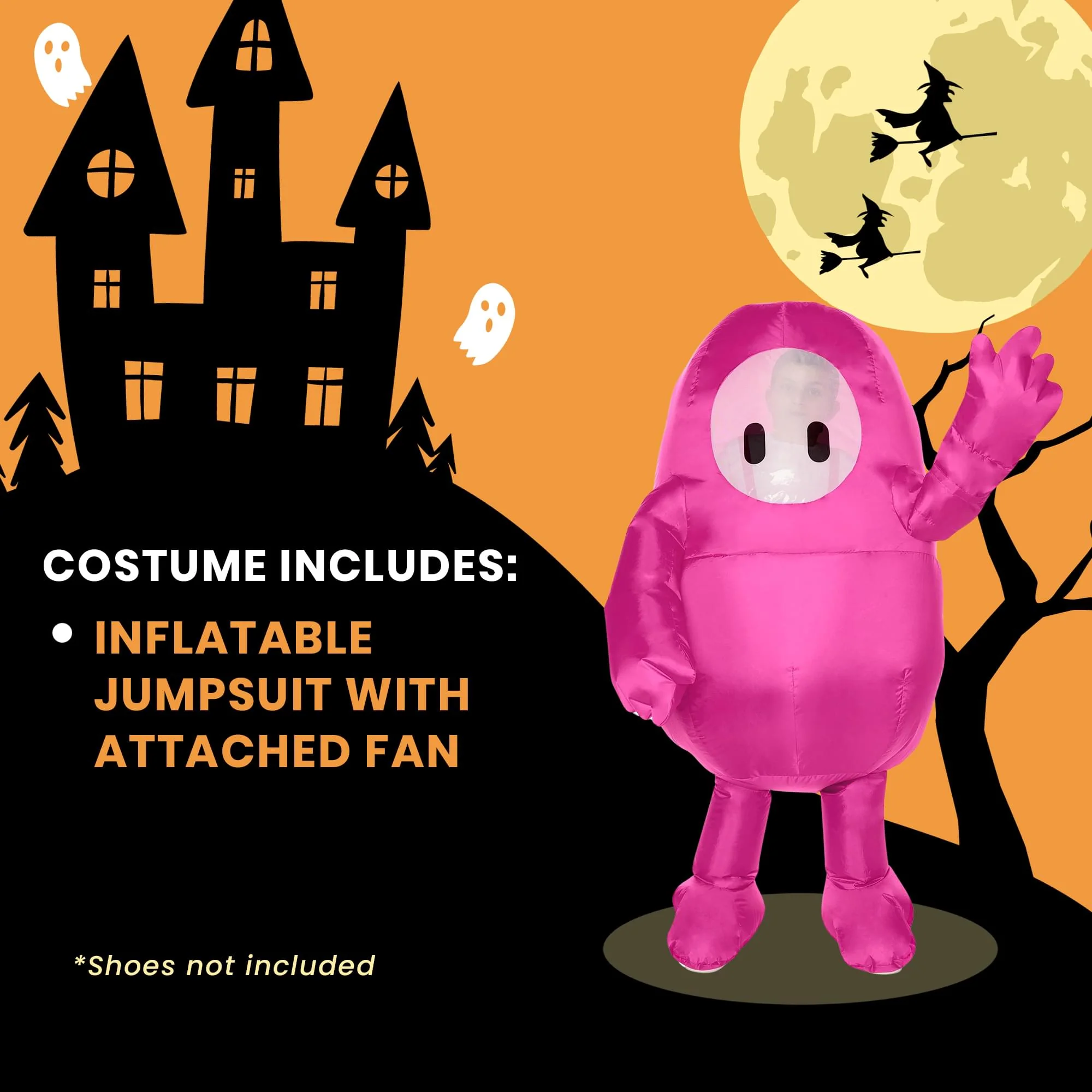 Fall Guys Pink Inflatable Child Costume | One Size Fits Up To 14 - Image 4
