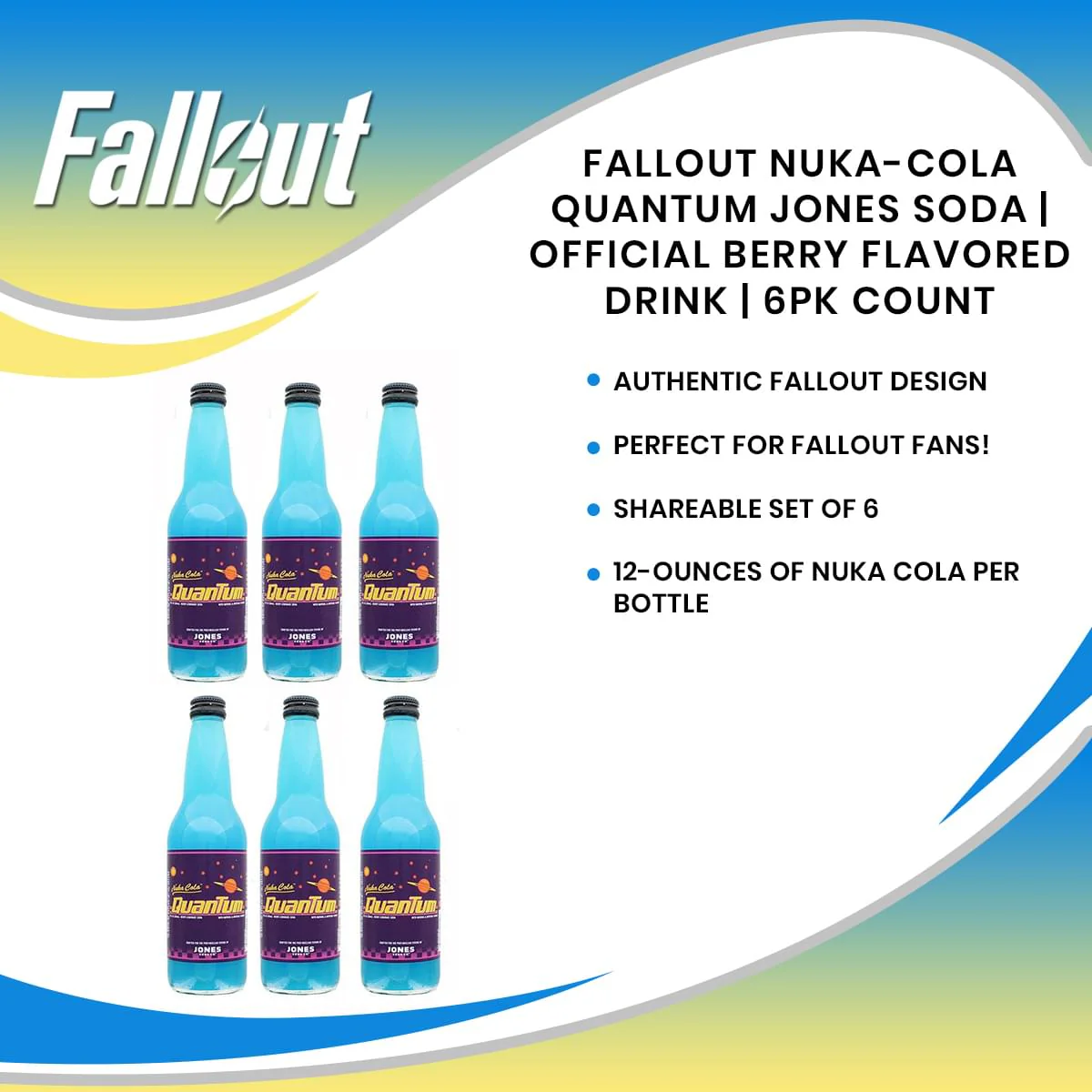 Fallout Nuka-Cola Quantum Jones Soda | Official Berry Flavored Drink | 6PK Count - Image 4
