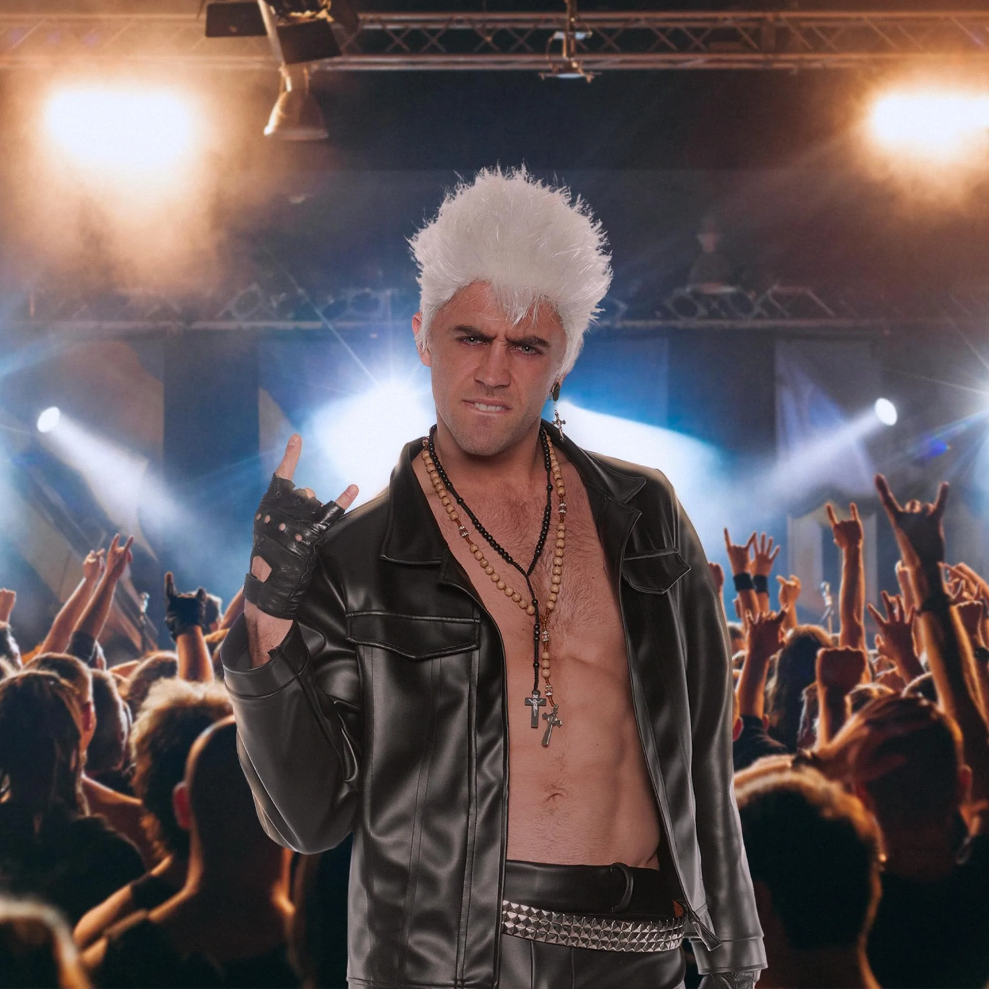 Faux Leather Rocker Jacket Adult Costume - Image 2