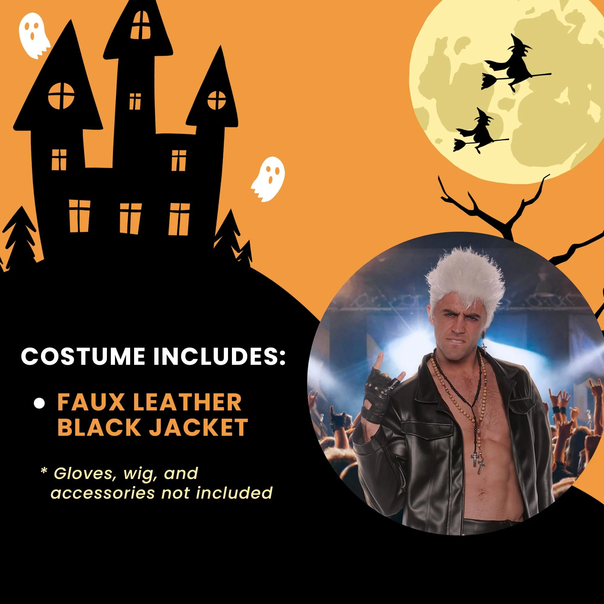 Faux Leather Rocker Jacket Adult Costume - Image 3