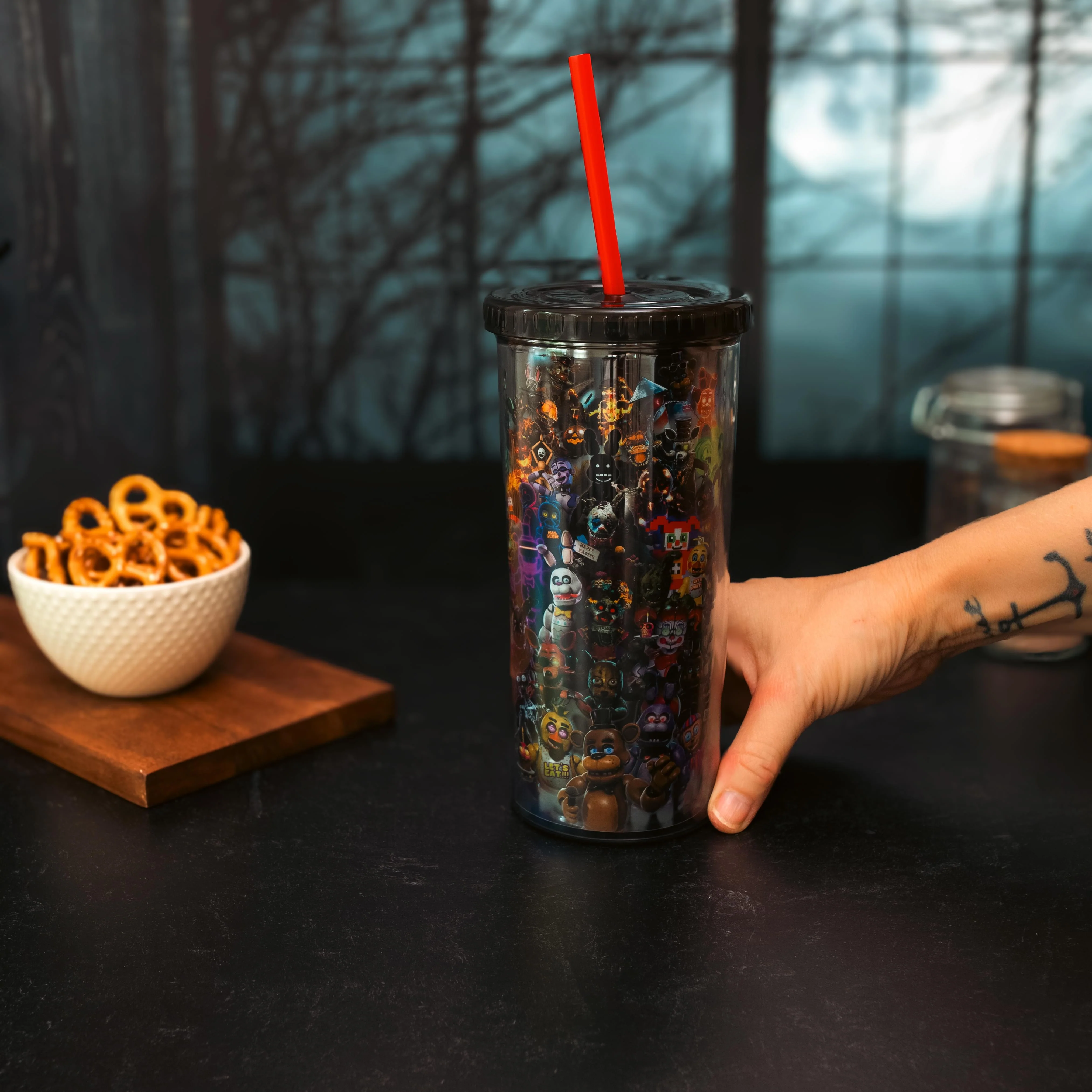 Five Nights At Freddy's Collage 20-Ounce Carnival Cup With Lid and Straw - Image 4