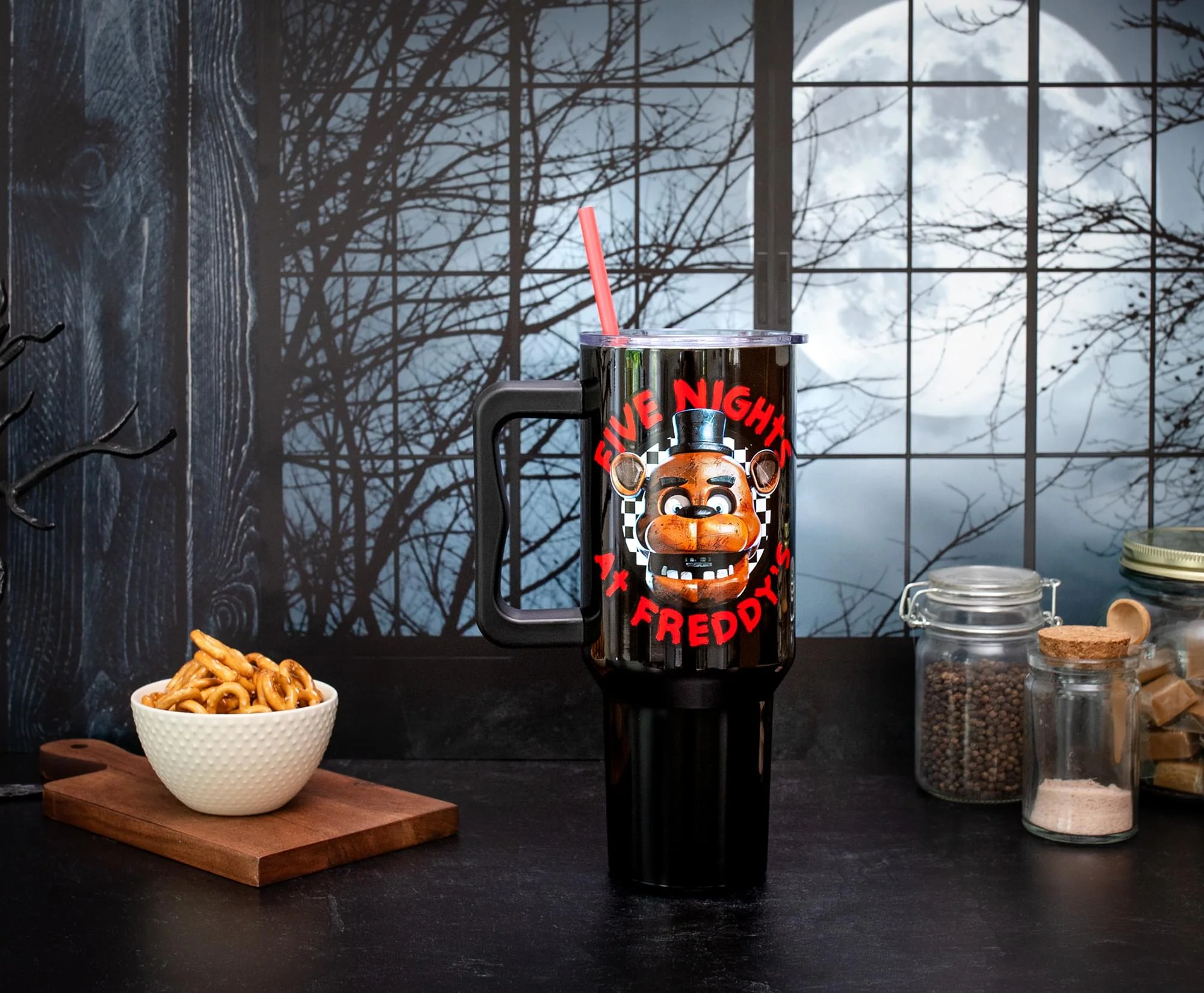 Five Nights At Freddy's Freddy Checkerboard 40-Ounce Stainless Steel Tumbler - Image 4