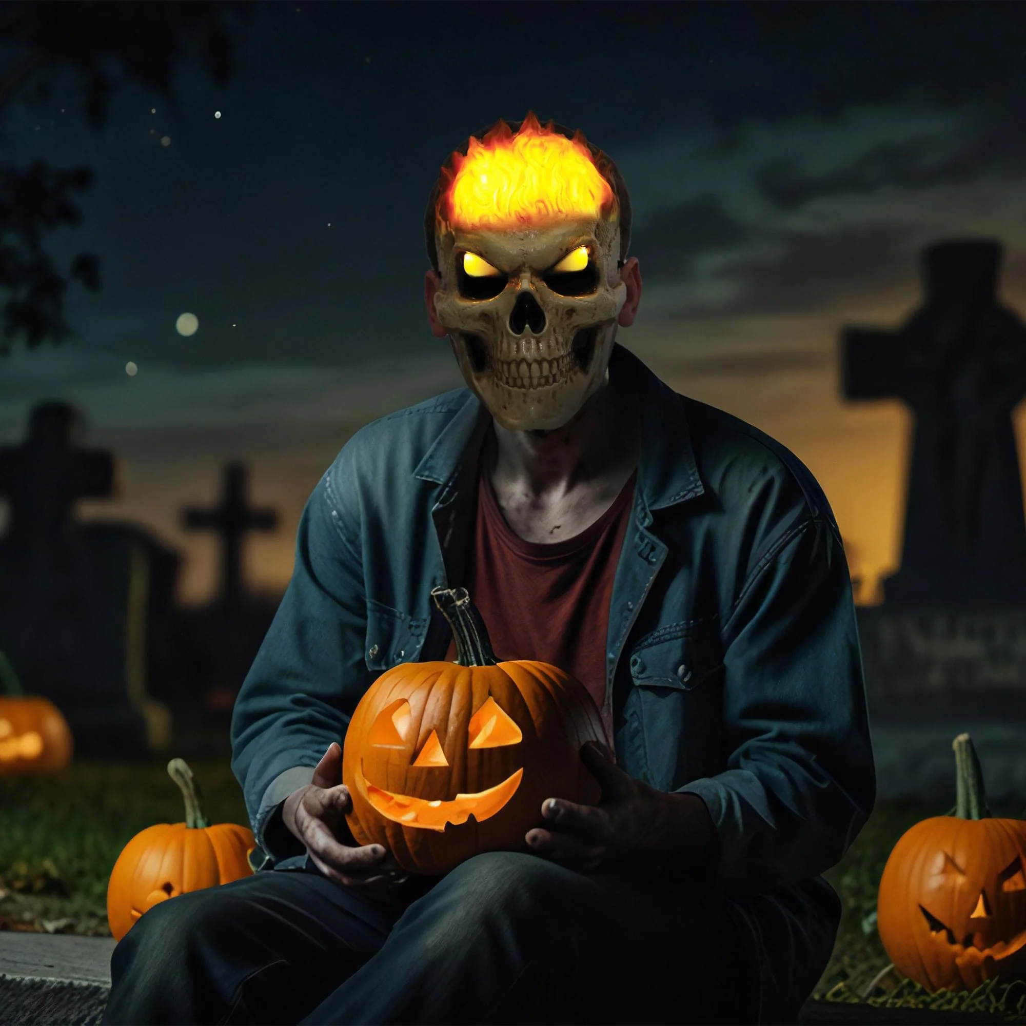 Flaming Inferno Skull Light-Up Adult Costume Mask - Image 4