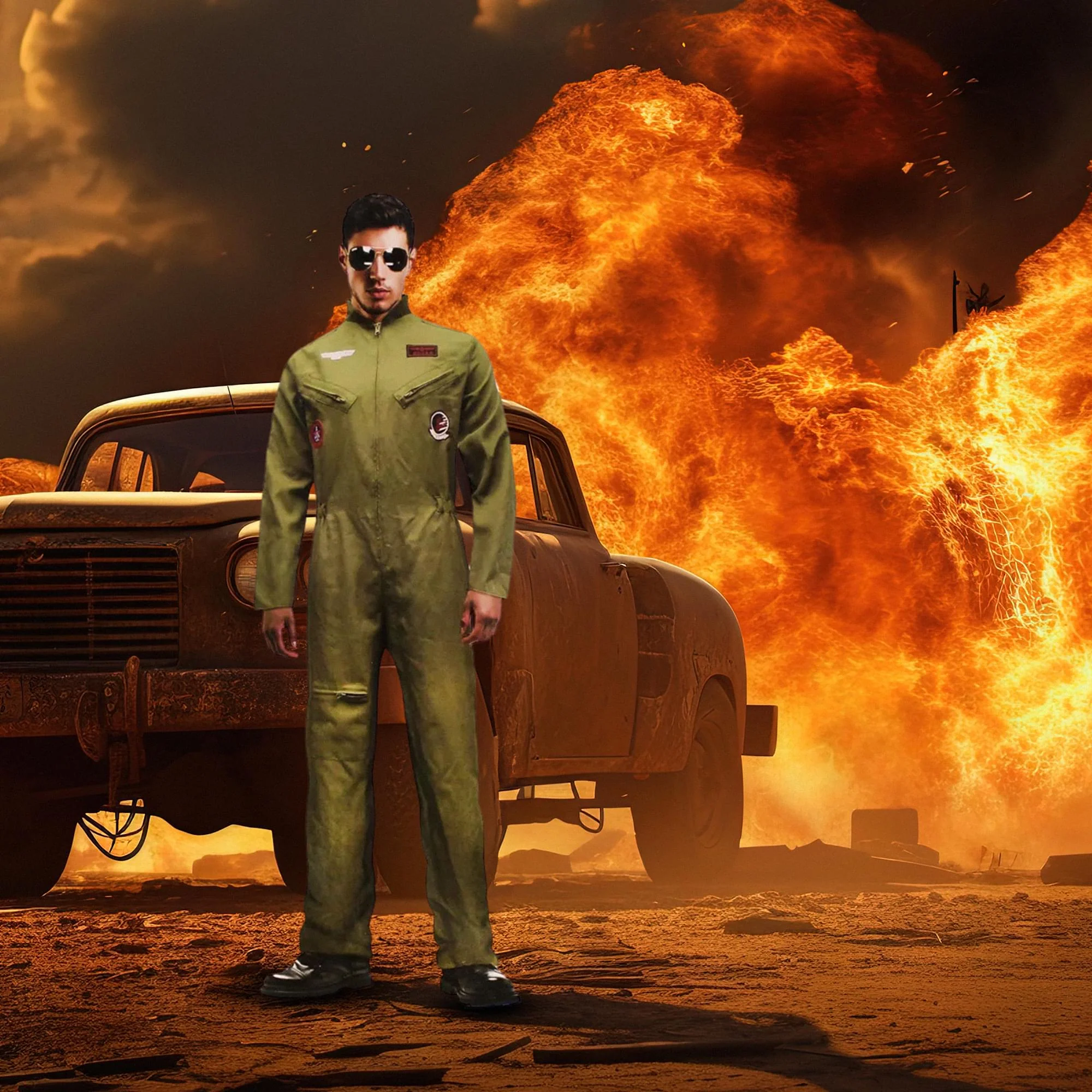 Top Gun Inspired Adult Costume Flight Suit - Image 3