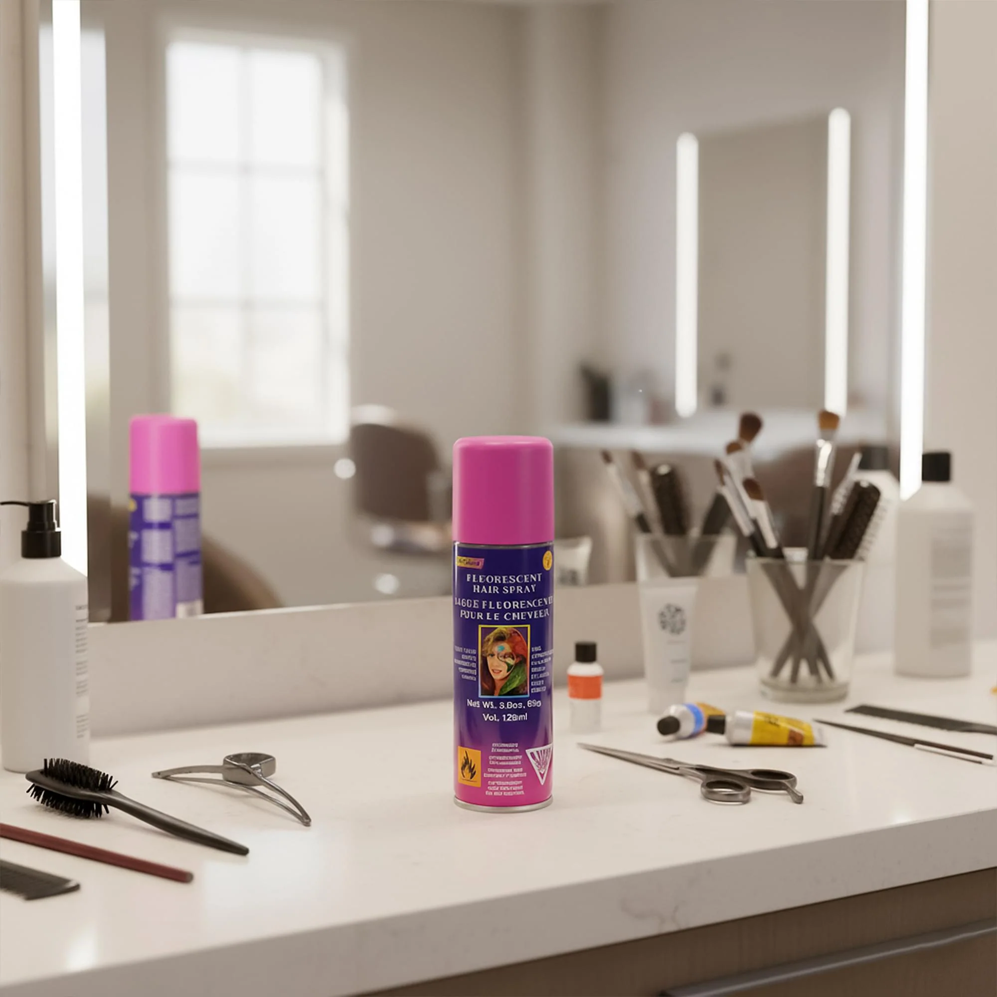 Fluorescent Pink Hair Spray Costume Accessory - Image 3