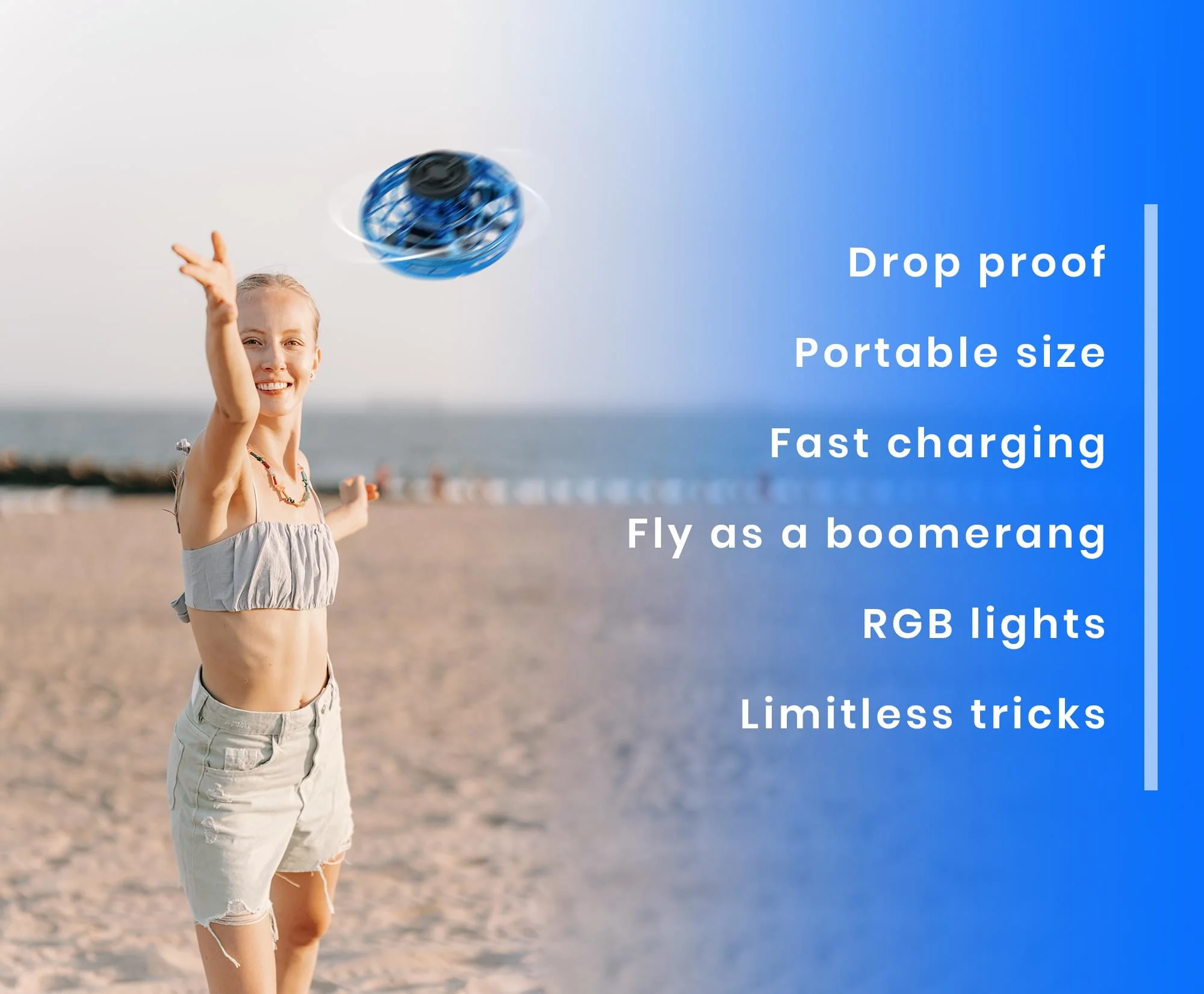 Flying Boomerang Drone Spinner Fidget Toy | Blue - Image 5