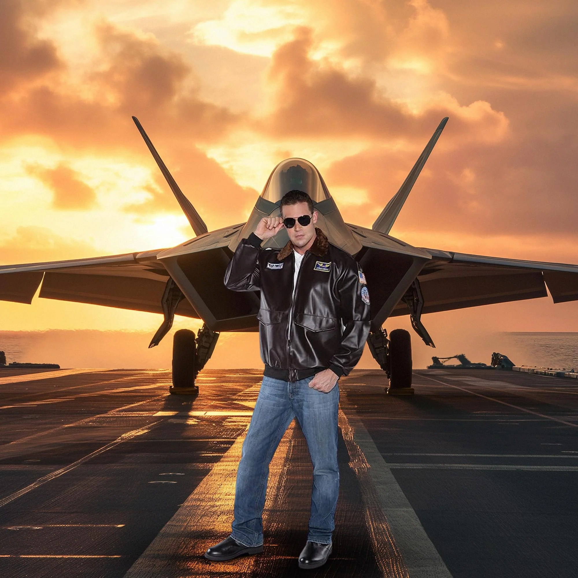 Flying High Jet Pilot Adult Costume Bomber Jacket - Image 2