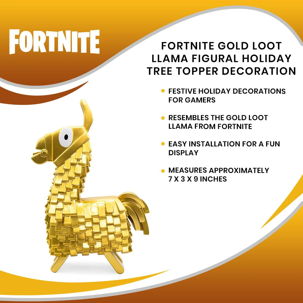 Fortnite Gold Loot Llama Figural Holiday Tree Topper Decoration - Image 7