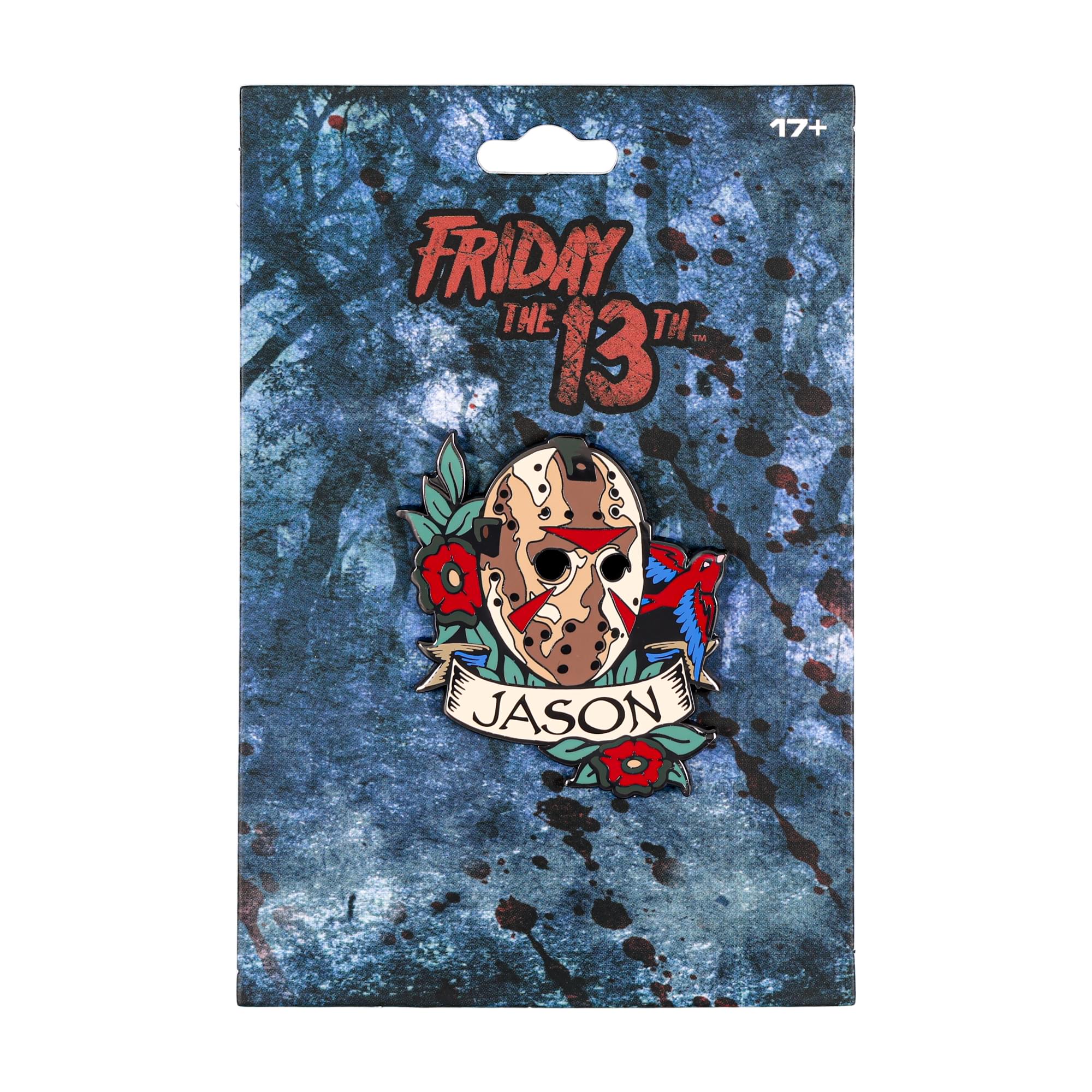 Friday The 13th Jason Voorhees Mask Traditional Tattoo Enamel Pin - Image 2