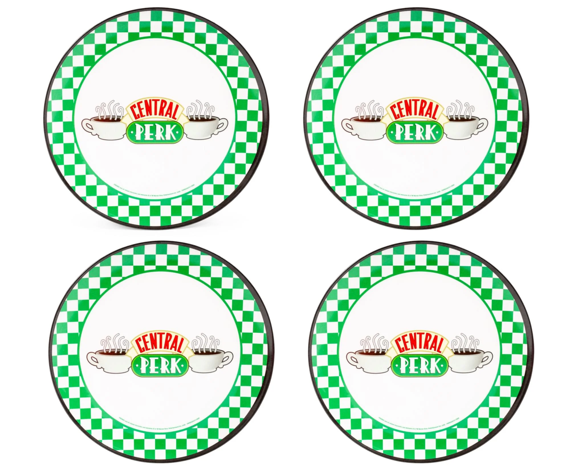 Friends Central Perk Checkerboard Logo 10-Inch Melamine Dinner Plates | Set of 4