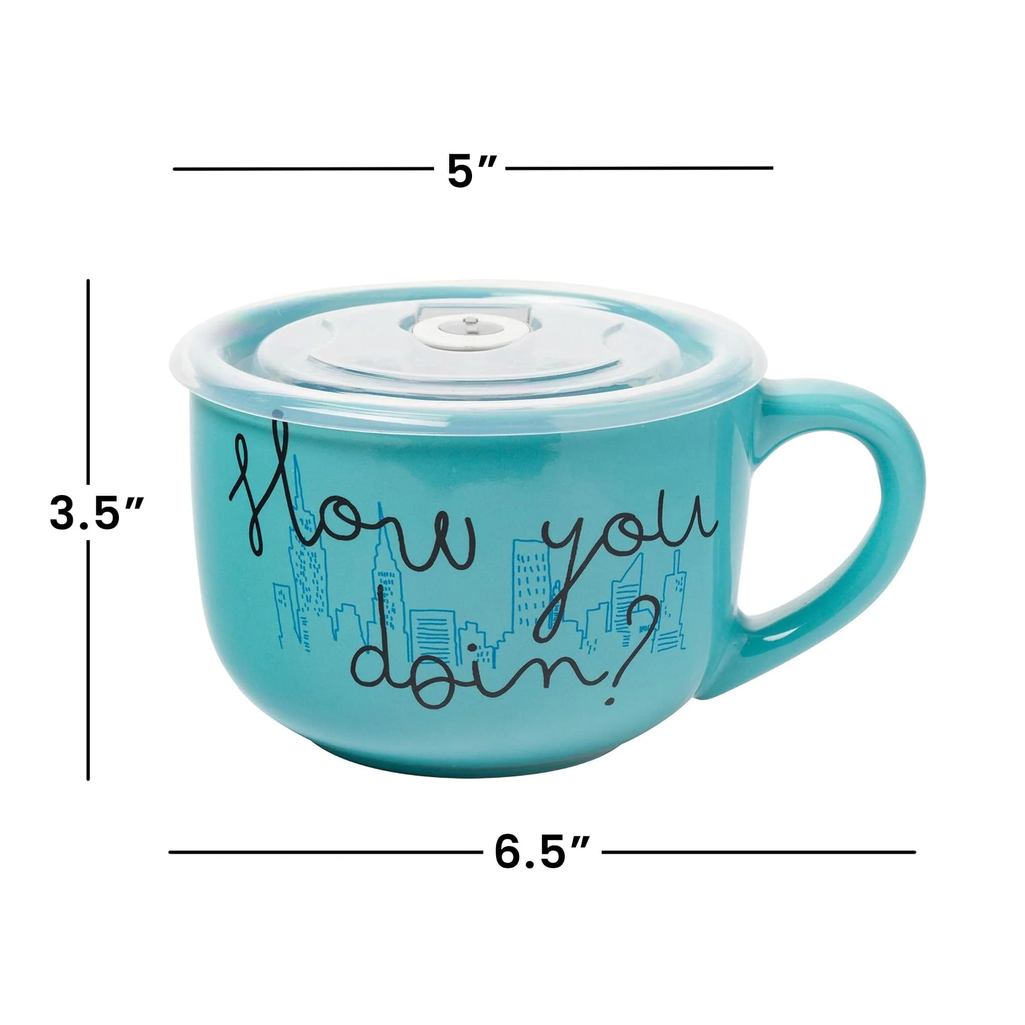 Friends "How You Doin?" 24 Ounce Ceramic Soup Mug with Vented Lid - Image 6