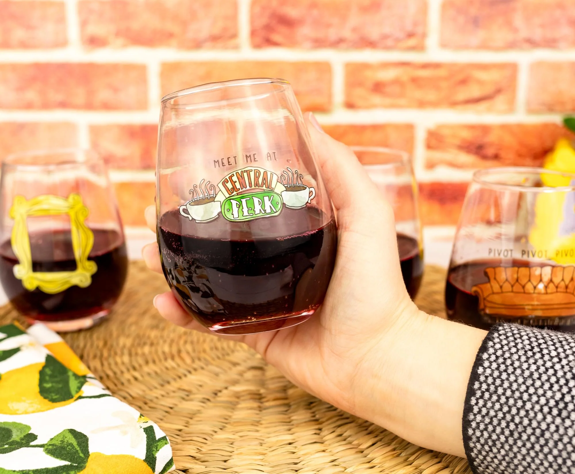 Friends Iconic Quotes 4-Piece Stemless Wine Glass Set | Each Holds 12 Ounces - Image 5