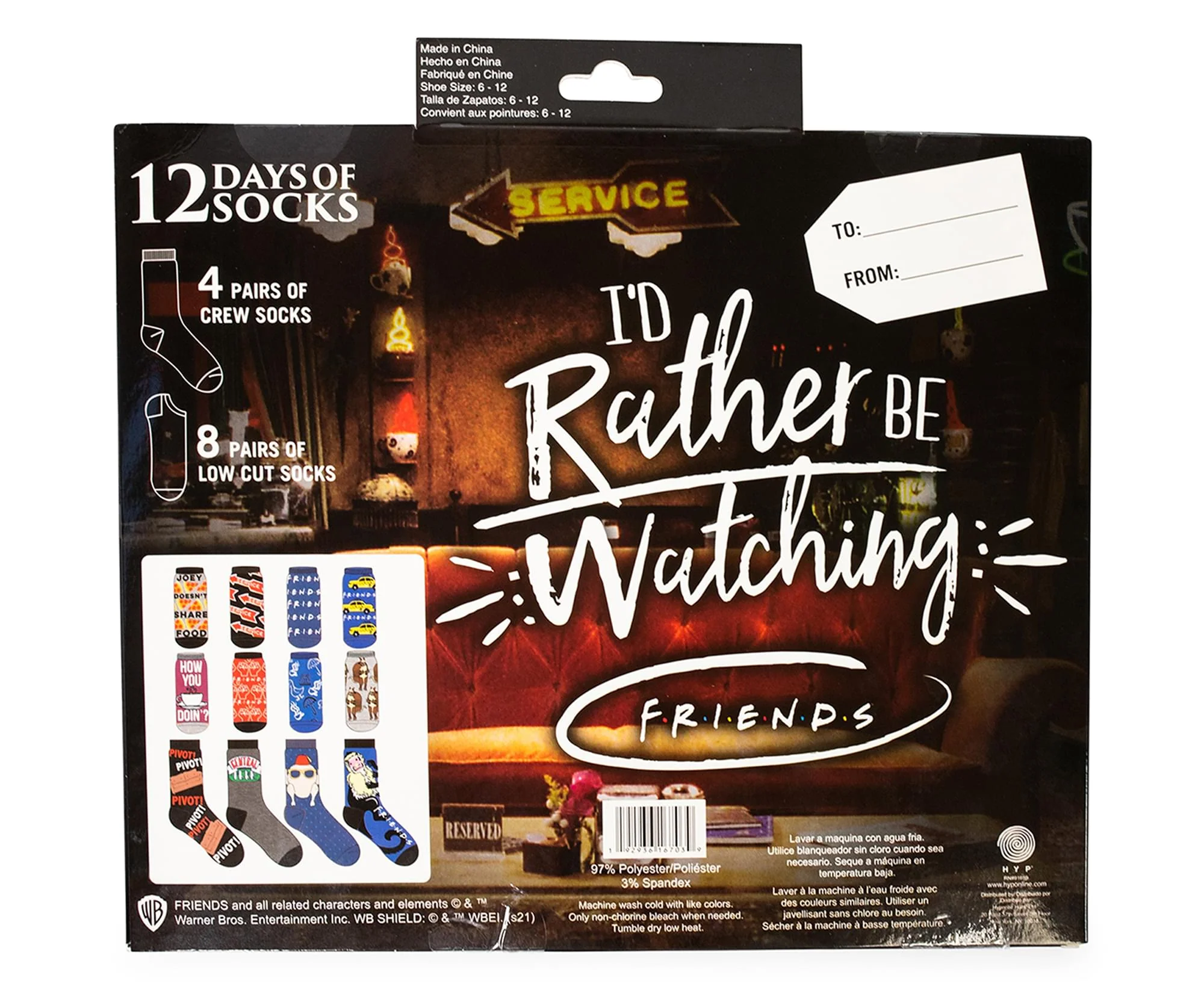 Friends Mens 12 Days of Socks in Advent Gift Box | Set A - Image 4