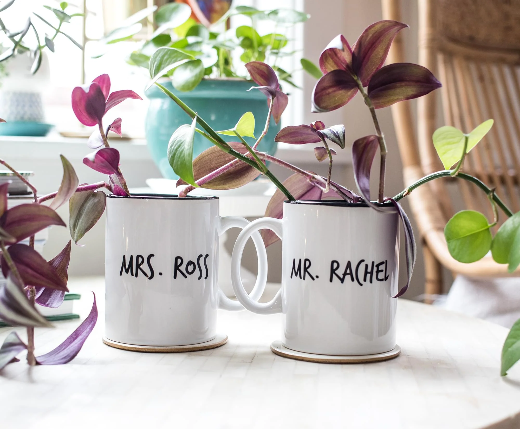 Friends Mr. Rachel Whiskers and Mrs. Ross Moustache Double-Sided Mugs | Set of 2 - Image 6