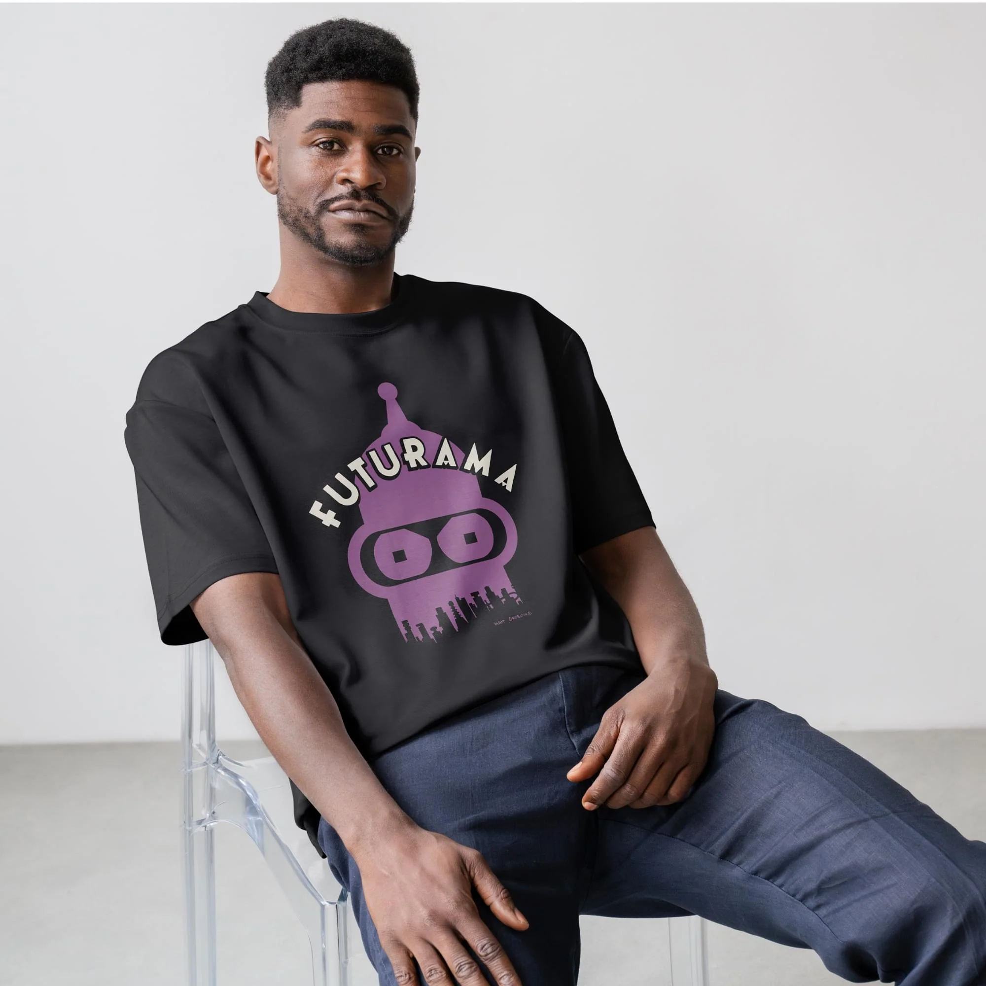 Futurama Bender Cityscape T-Shirt - Image 2