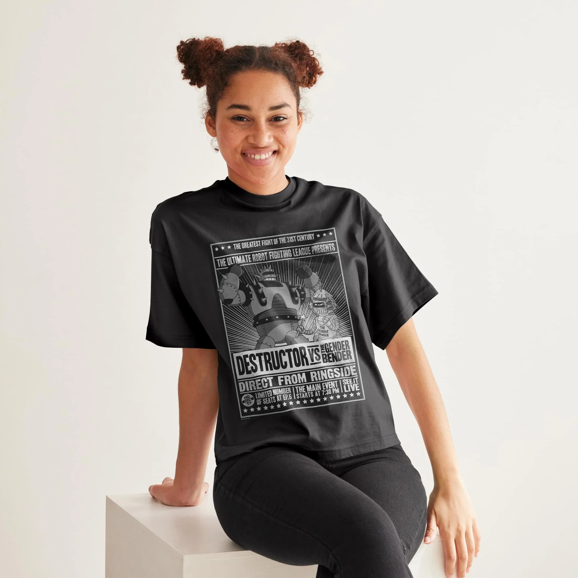 Futurama Destructor VS Gender Bender Fight Poster T-Shirt - Image 20