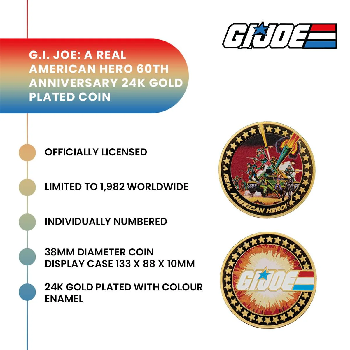 G.I. Joe: A Real American Hero 60th Anniversary 24k Gold Plated Coin - Image 8