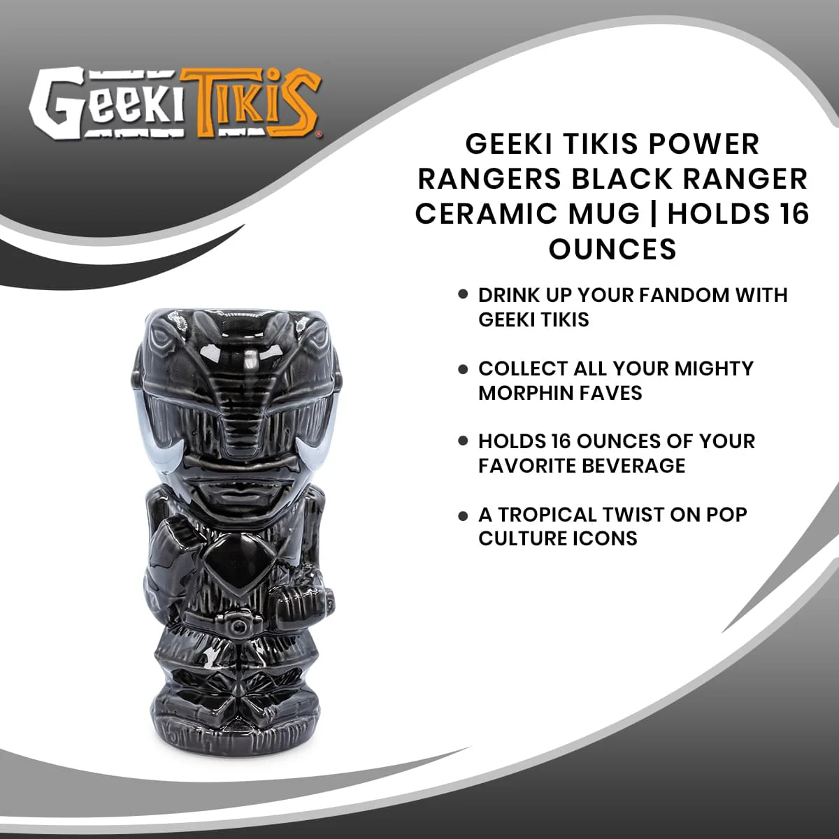 Geeki Tikis Power Rangers Black Ranger Ceramic Mug | Holds 16 Ounces - Image 7