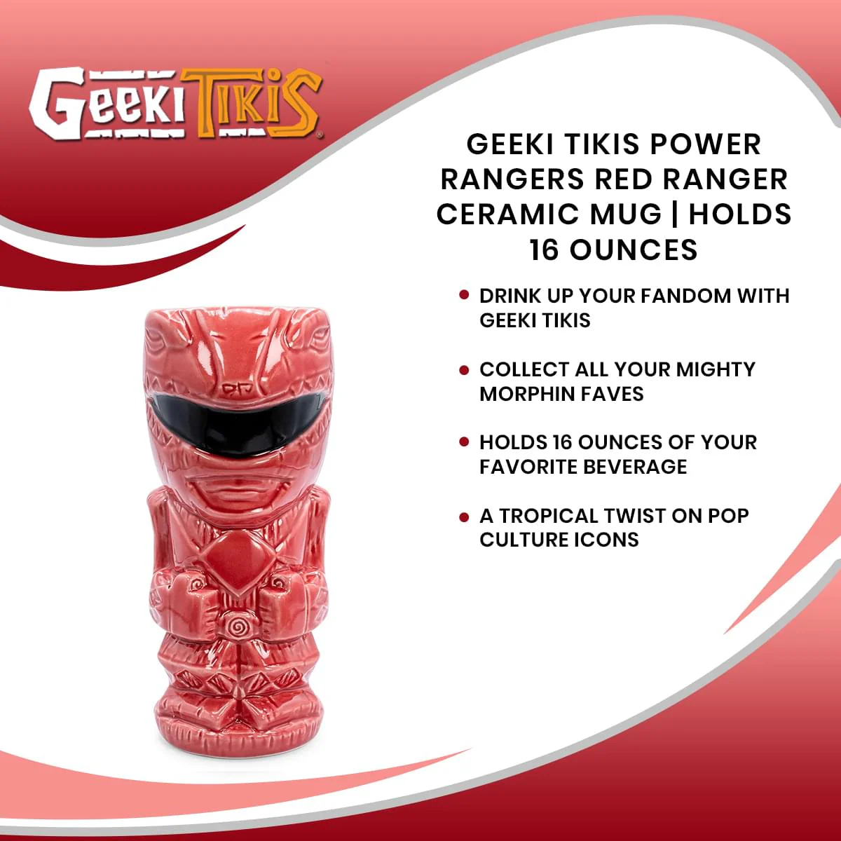 Geeki Tikis Power Rangers Red Ranger Ceramic Mug | Holds 16 Ounces - Image 7