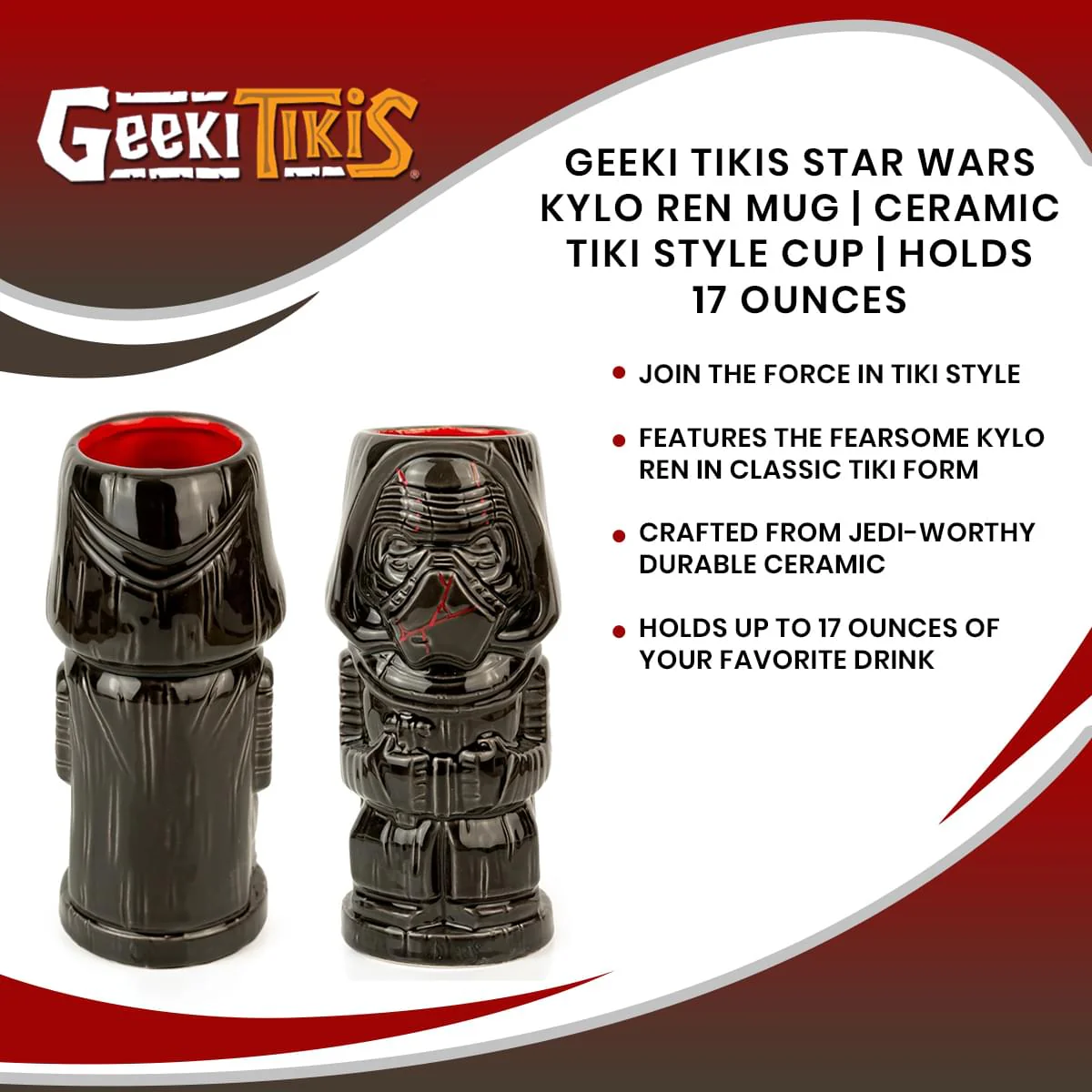 Geeki Tikis Star Wars Kylo Ren Mug | Ceramic Tiki Style Cup | Holds 17 Ounces - Image 7
