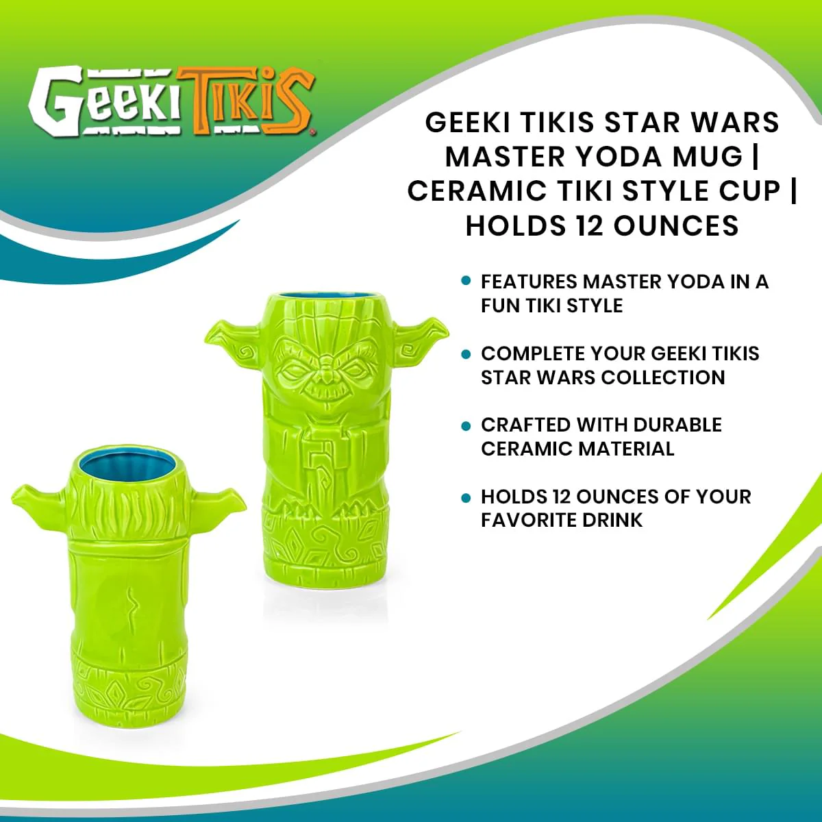 Geeki Tikis Star Wars Master Yoda Mug | Ceramic Tiki Style Cup | Holds 12 Ounces - Image 7